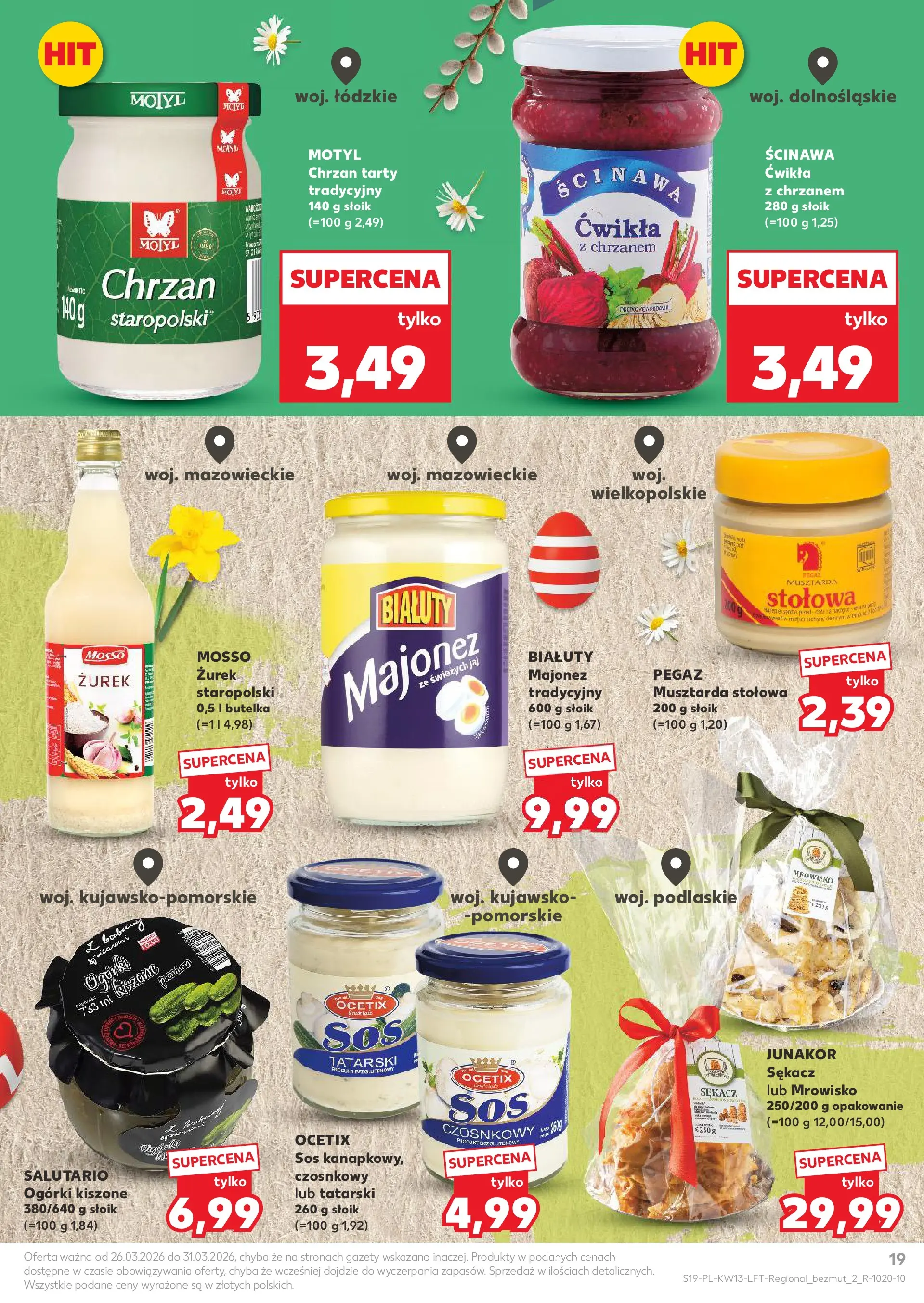 Kaufland gazetka od 26.03.2026 - od jutra PDF | Strona: 19 | Produkty: Chrzan, Ogórki, Majonez, Sos