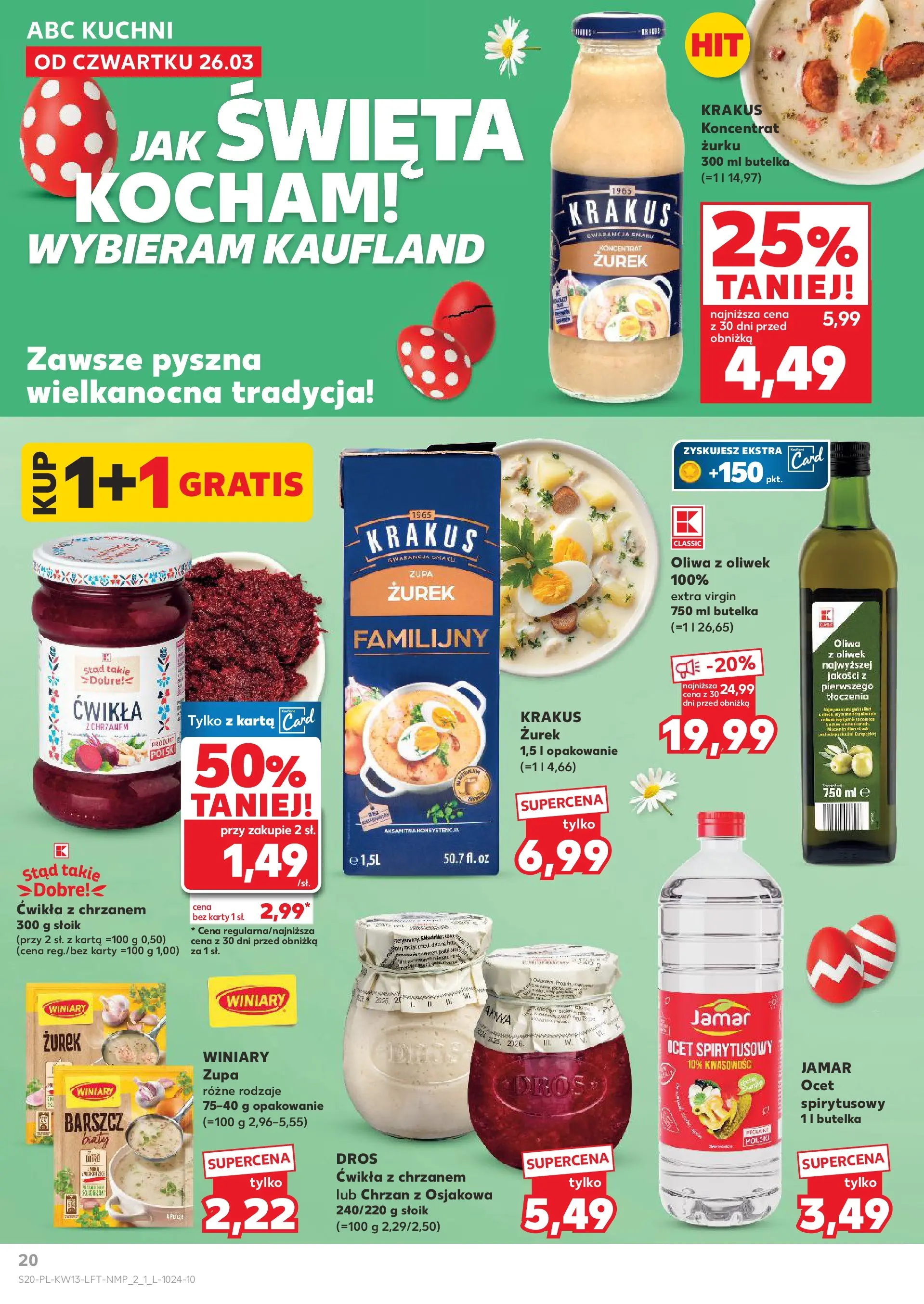 Kaufland gazetka od 26.03.2026 - od jutra PDF | Strona: 20 | Produkty: Oliwa z oliwek, Zurek, Chrzan, Zupa
