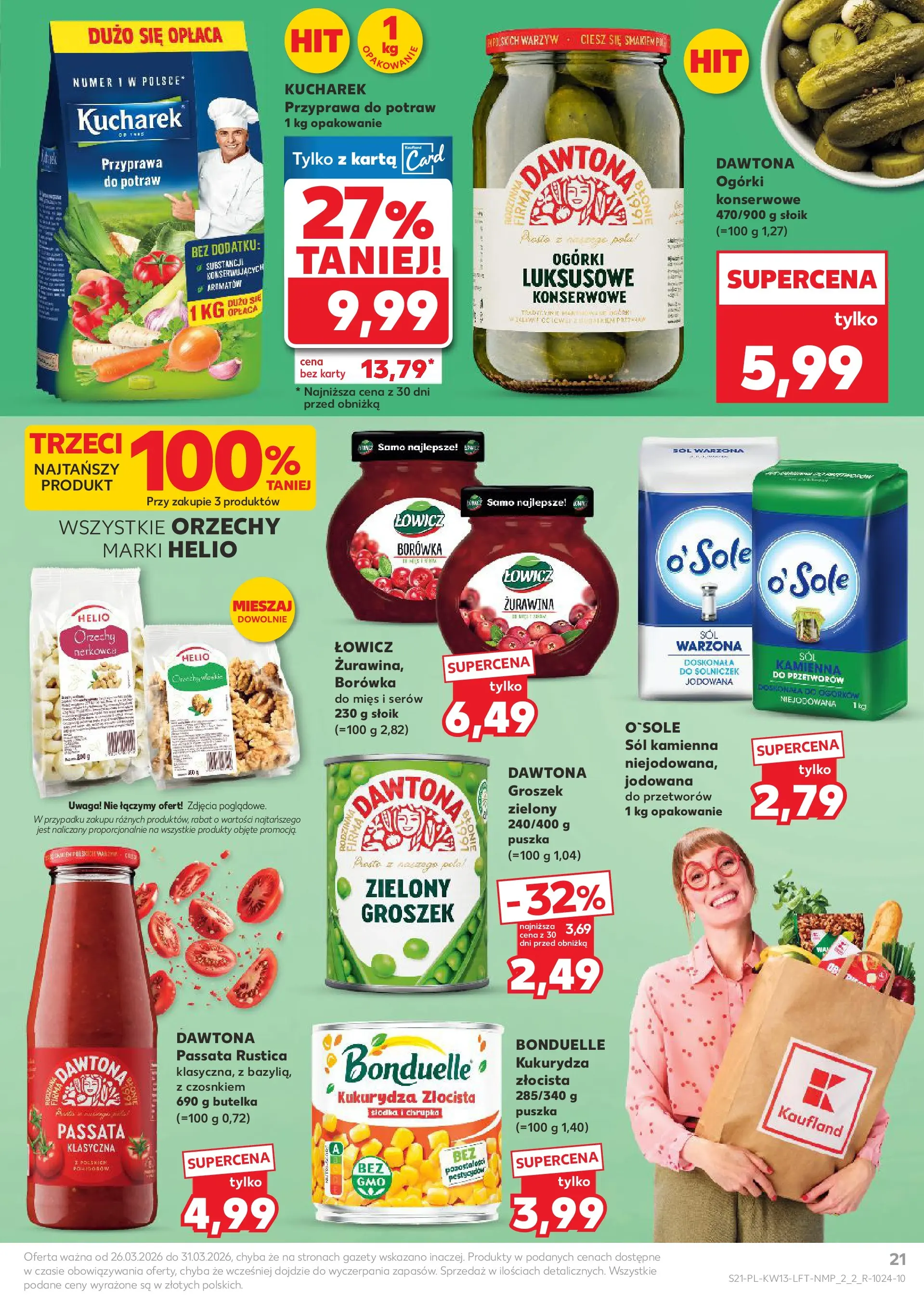 Kaufland gazetka od 26.03.2026 - od jutra PDF | Strona: 21 | Produkty: Karta, Żurawina, Orzechy, Ogórki
