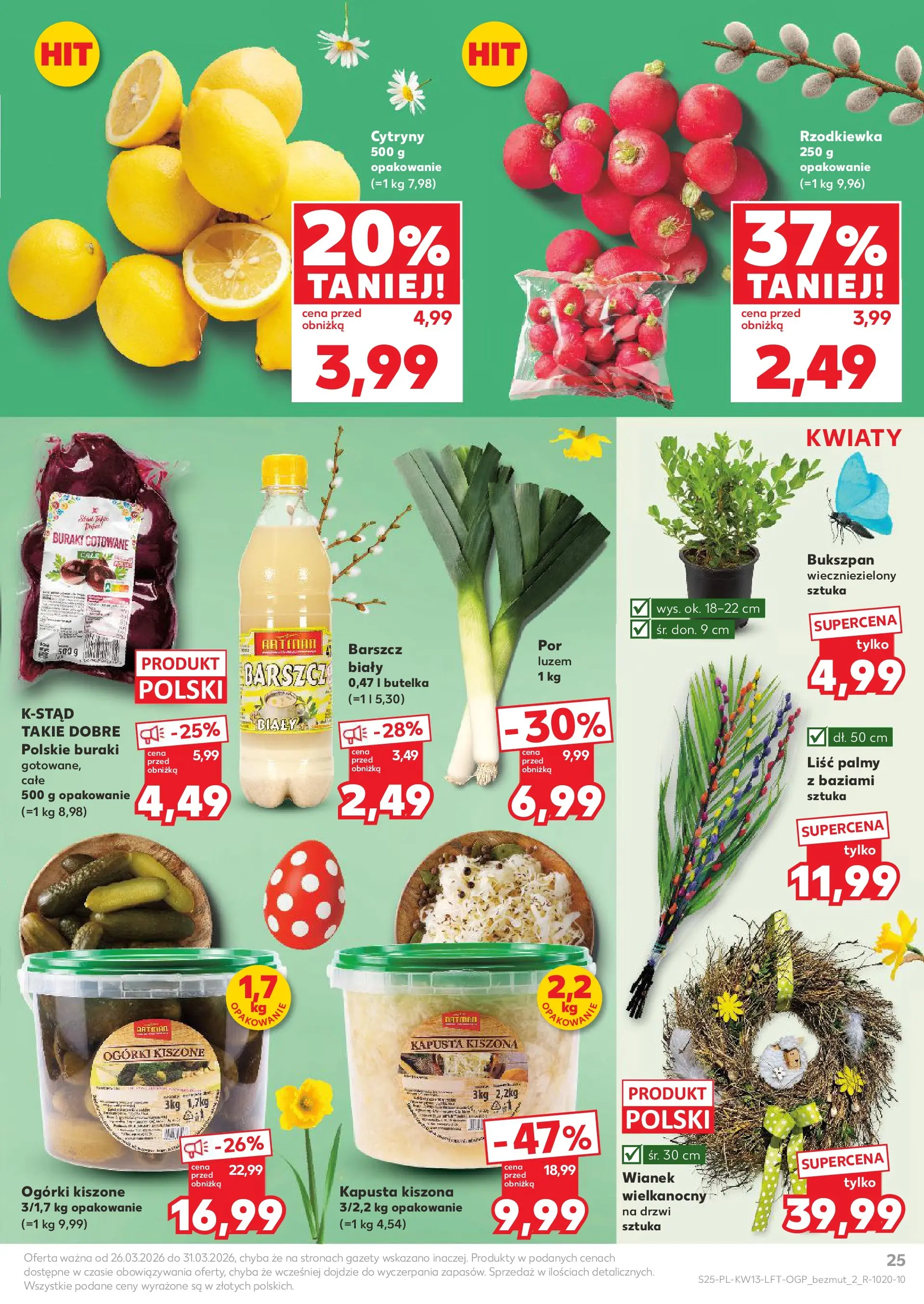 Kaufland gazetka od 26.03.2026 - od jutra PDF | Strona: 25 | Produkty: Barszcz, Kapusta kiszona, Buraki gotowane, Kwiaty