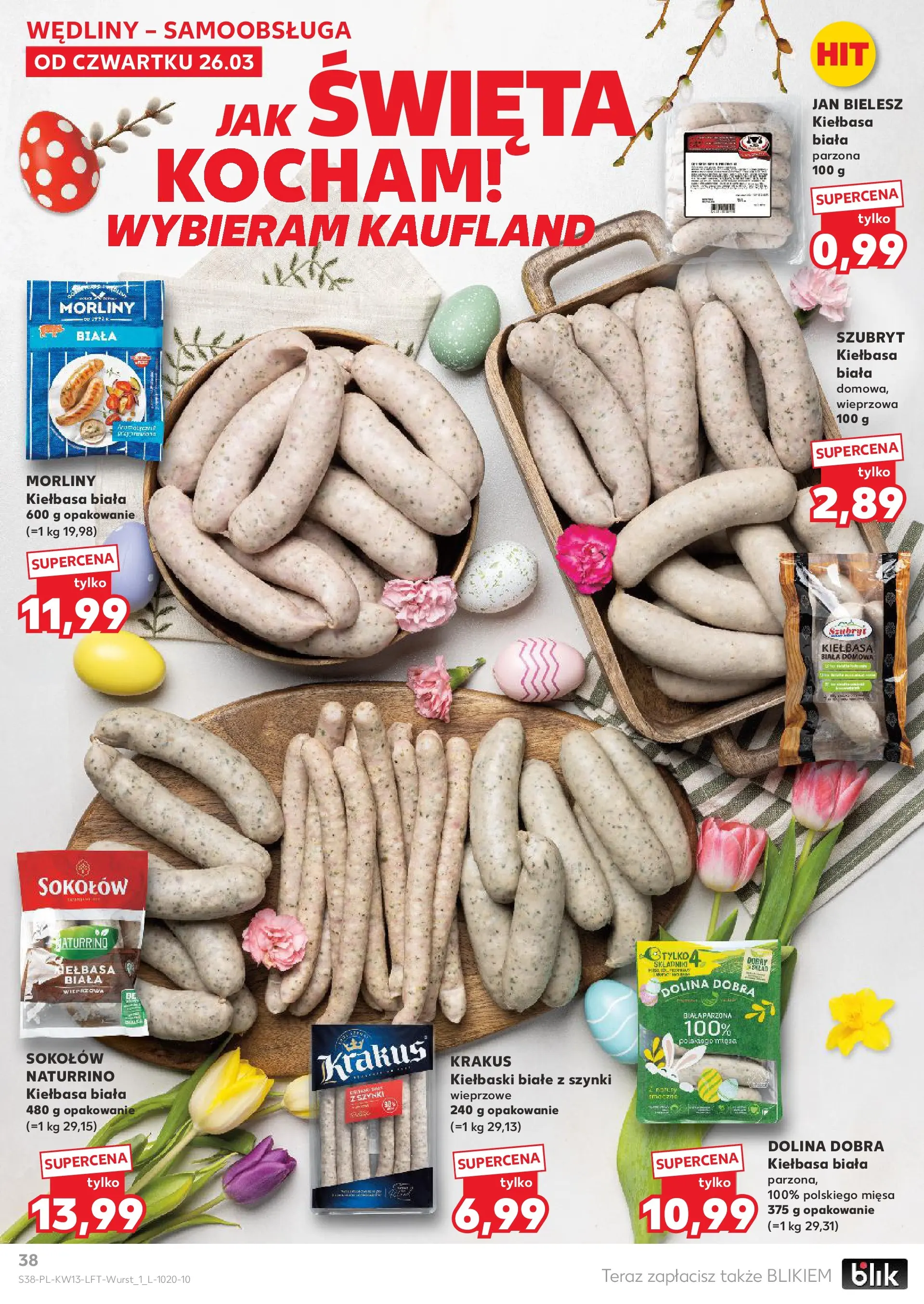 Kaufland gazetka od 26.03.2026 - od jutra PDF | Strona: 38 | Produkty: Kiełbasa, Kiełbaski, Wędliny