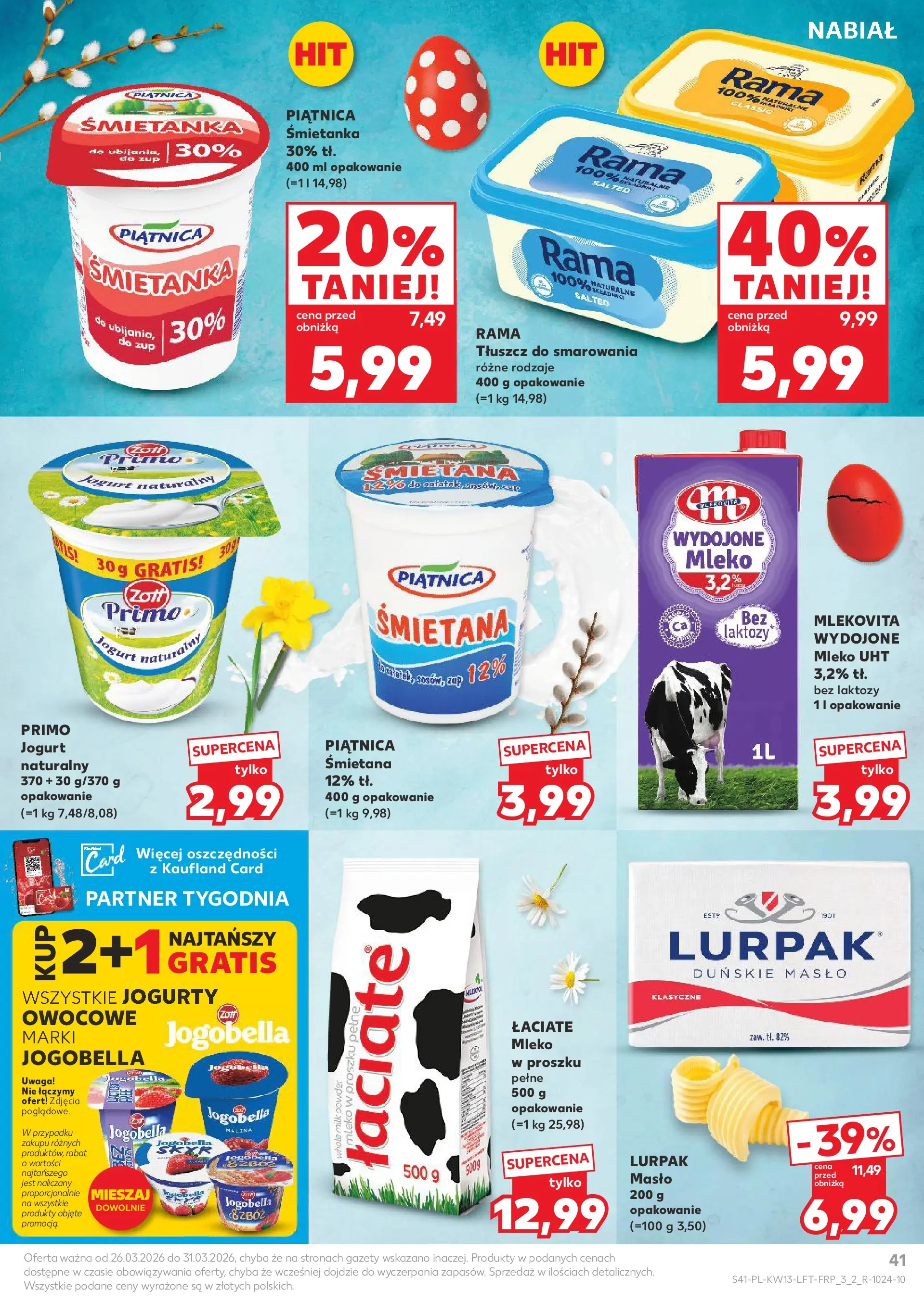 Kaufland gazetka od 26.03.2026 - od jutra PDF | Strona: 41 | Produkty: Mleko w proszku, Mleko, Masło, Śmietana
