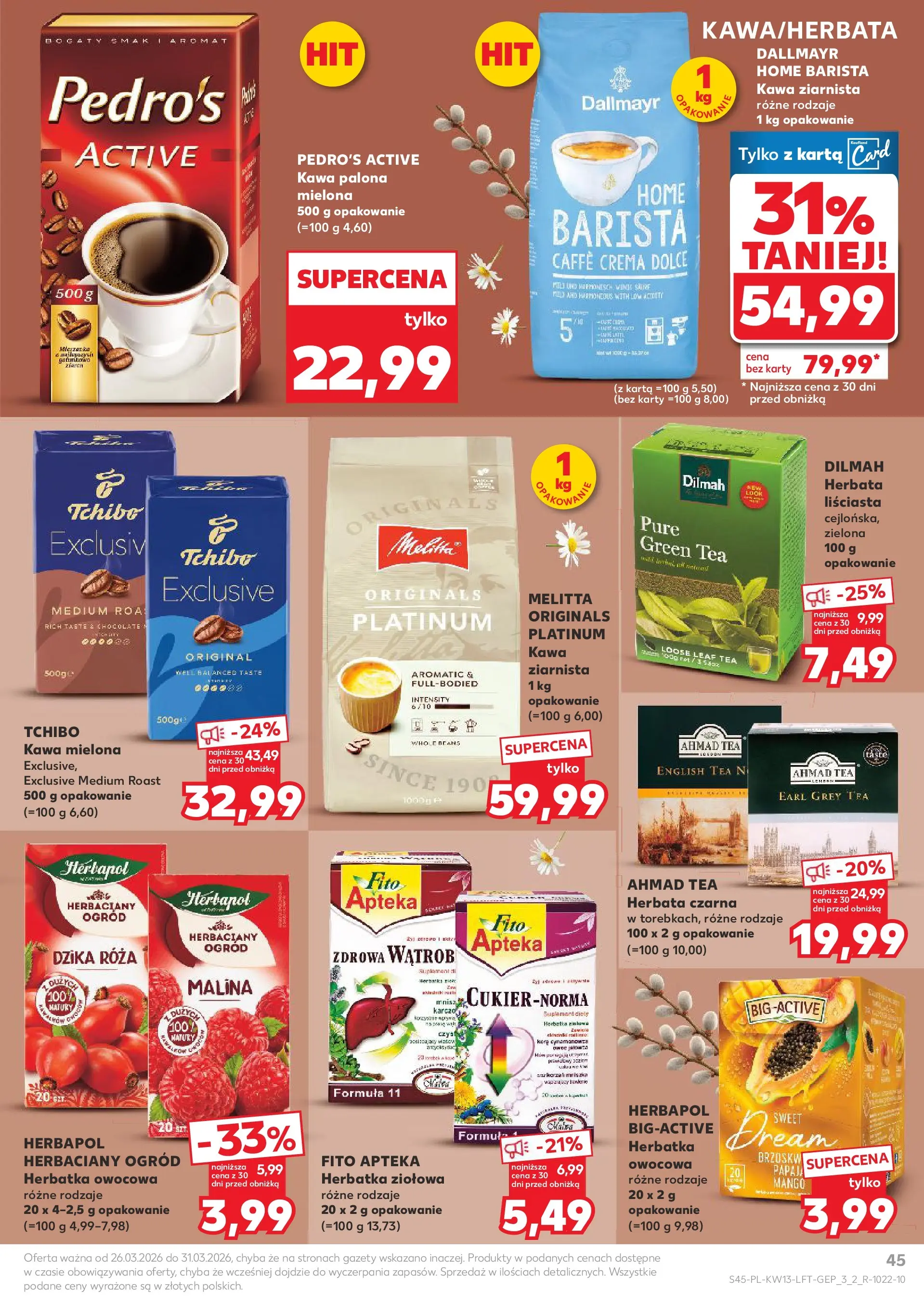 Kaufland gazetka od 26.03.2026 - od jutra PDF | Strona: 45 | Produkty: Mango, Karta, Kawa ziarnista, Herbata