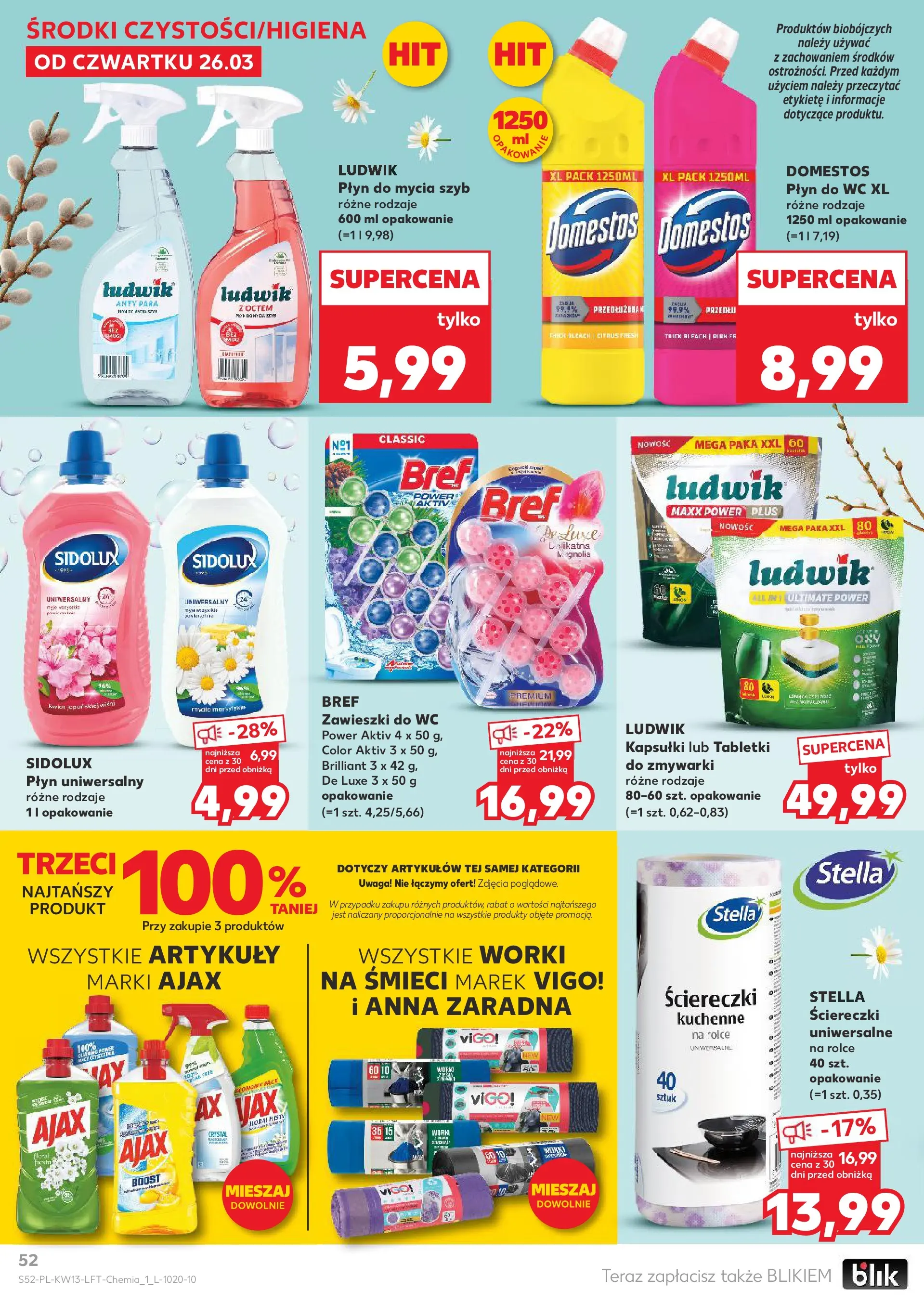 Kaufland gazetka od 26.03.2026 - od jutra PDF | Strona: 52 | Produkty: Płyn do mycia szyb, Domestos