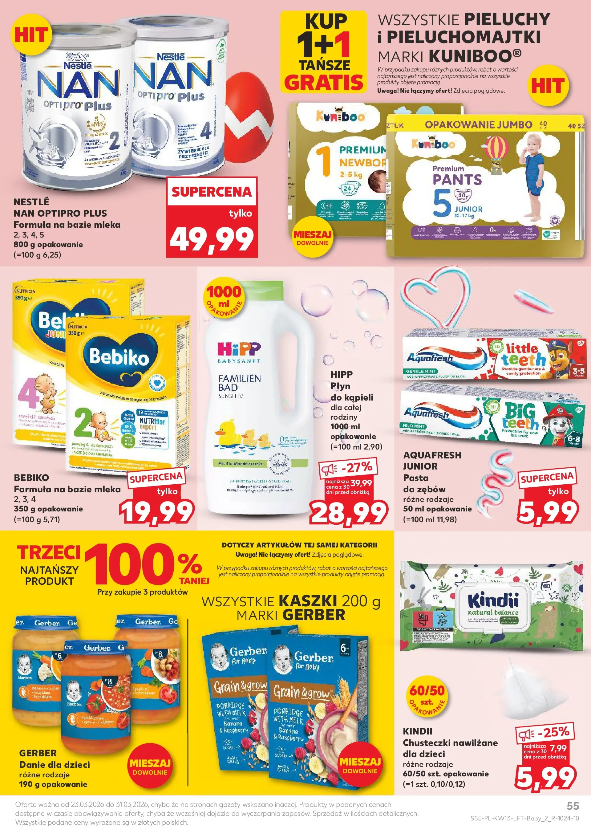 Kaufland gazetka od 26.03.2026 - od jutra PDF | Strona: 55 | Produkty: Mleka, Pieluchomajtki, Nestle nan optipro plus