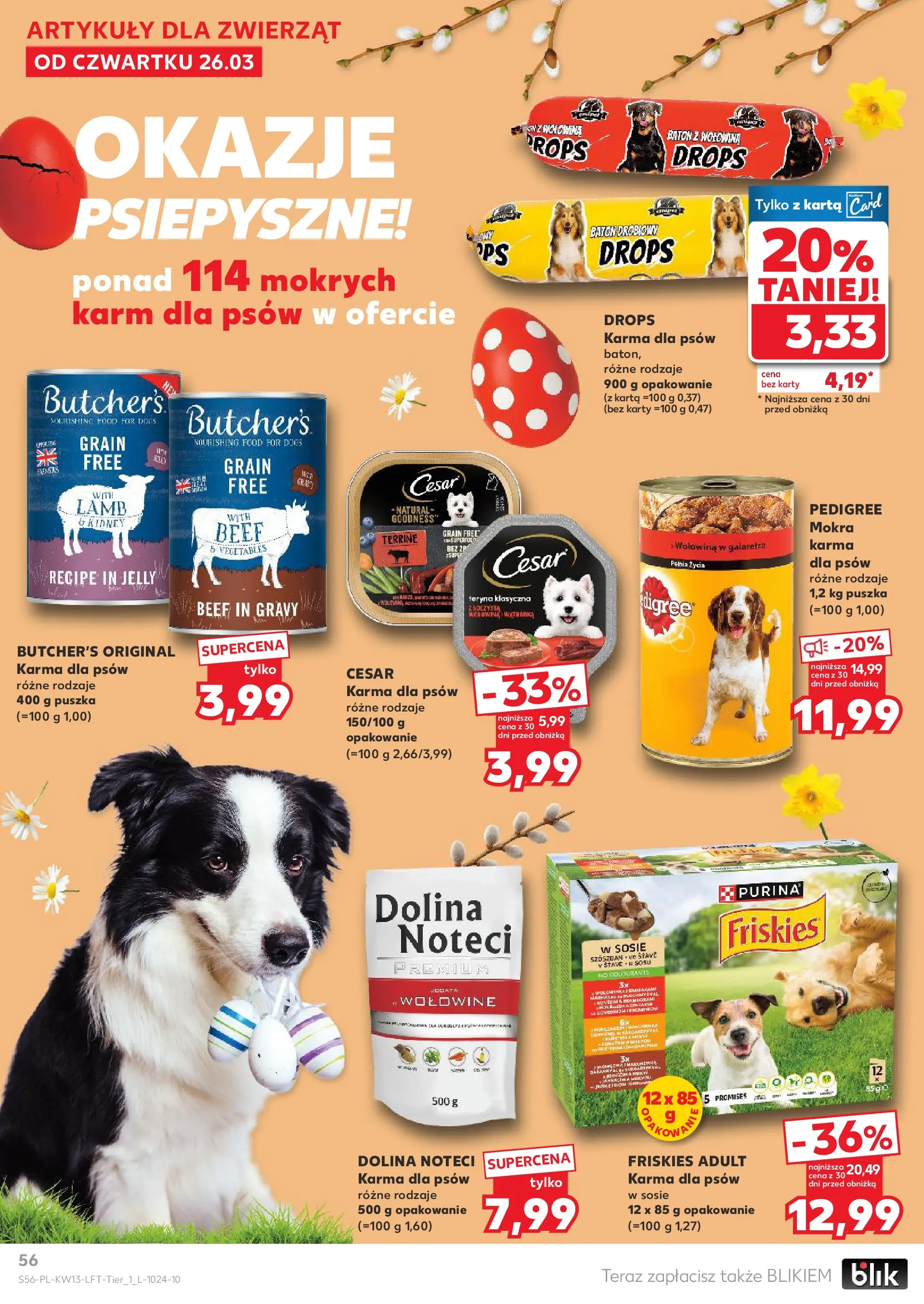 Kaufland gazetka od 26.03.2026 - od jutra PDF | Strona: 56 | Produkty: Karta, Pedigree, Baton, Karma dla psów