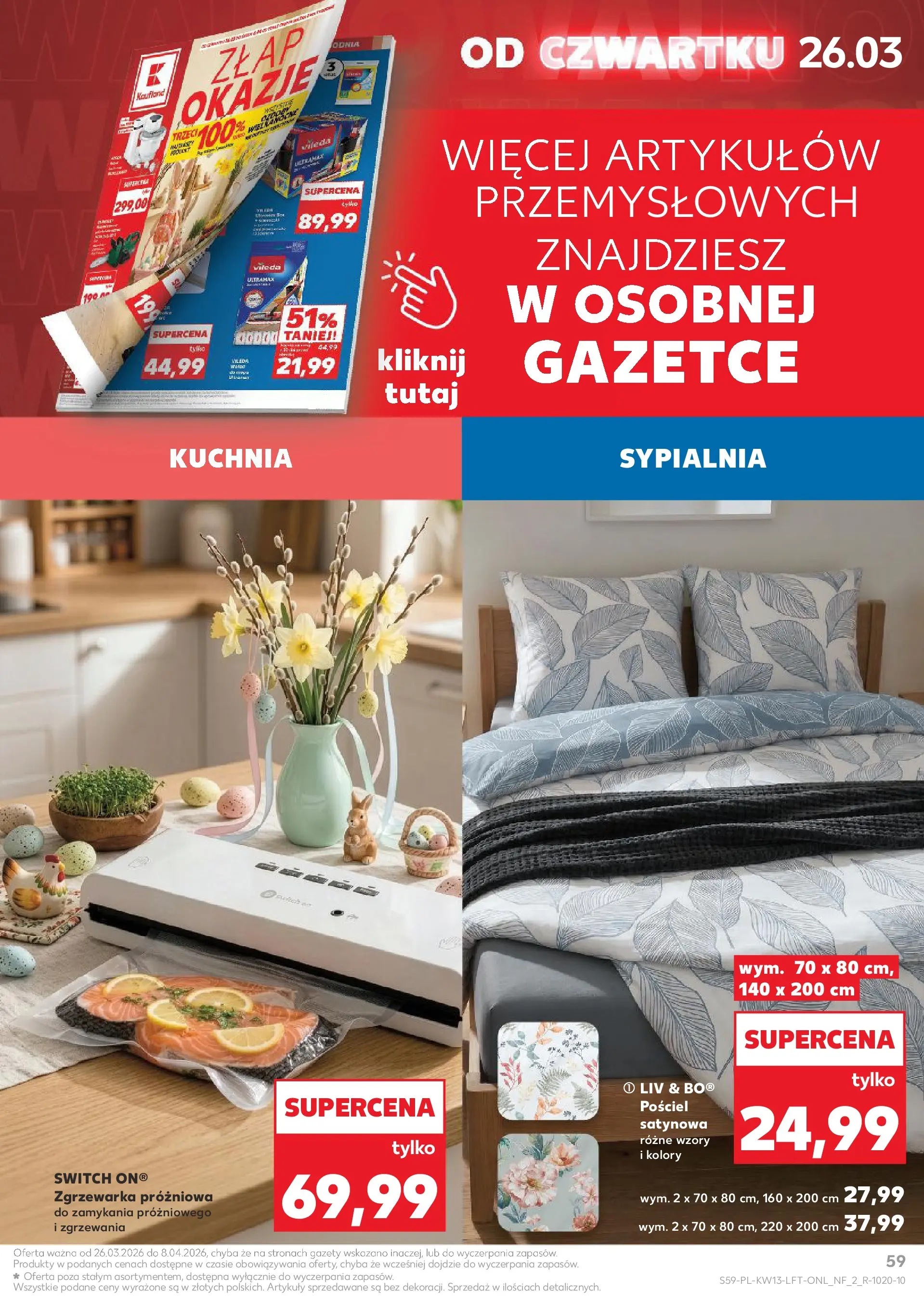 Kaufland gazetka od 26.03.2026 - od jutra PDF | Strona: 59 | Produkty: Pościel, Vileda
