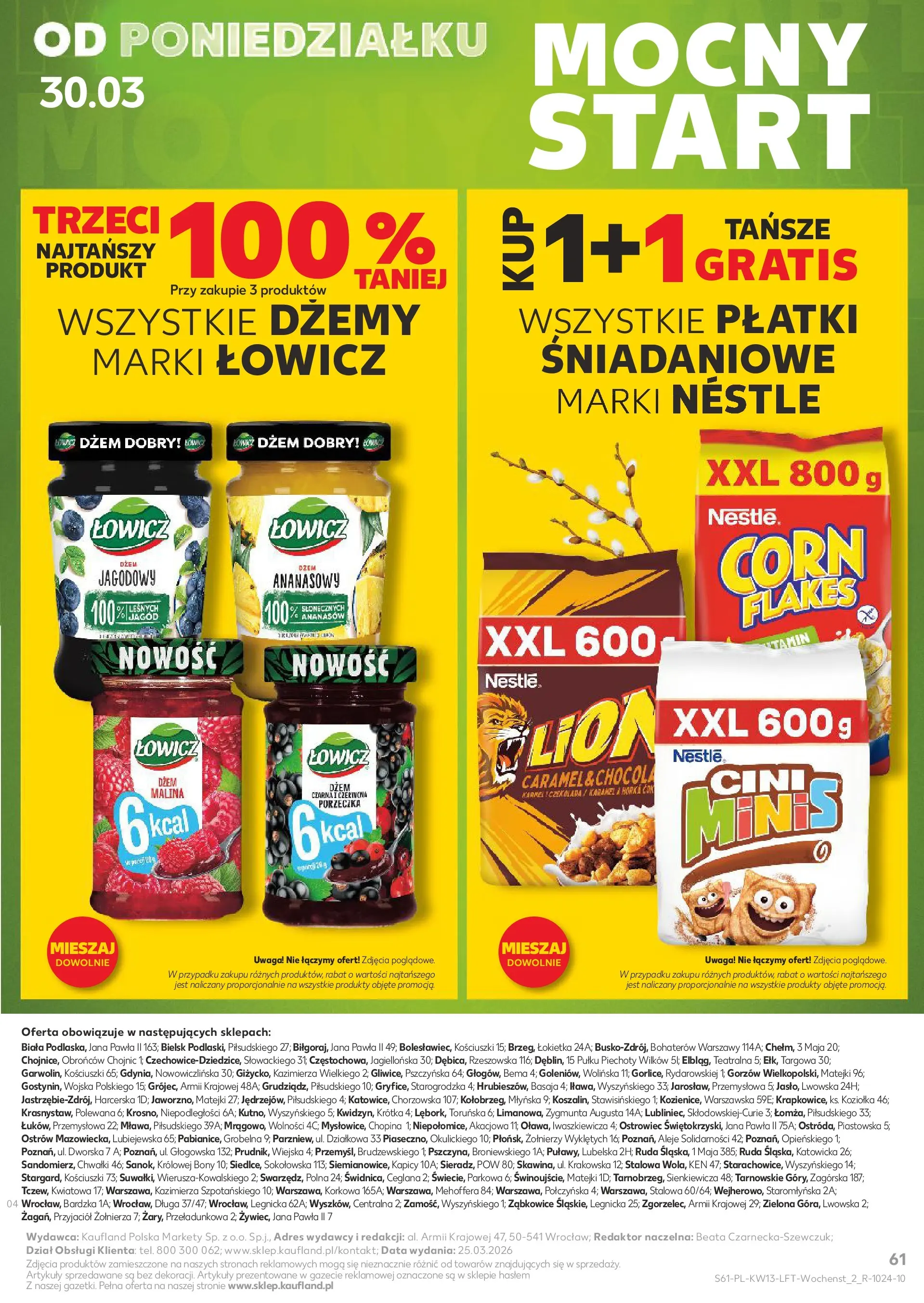 Kaufland gazetka od 26.03.2026 - od jutra PDF | Strona: 61 | Produkty: Malina, Dżem, Czekolada, Płatki
