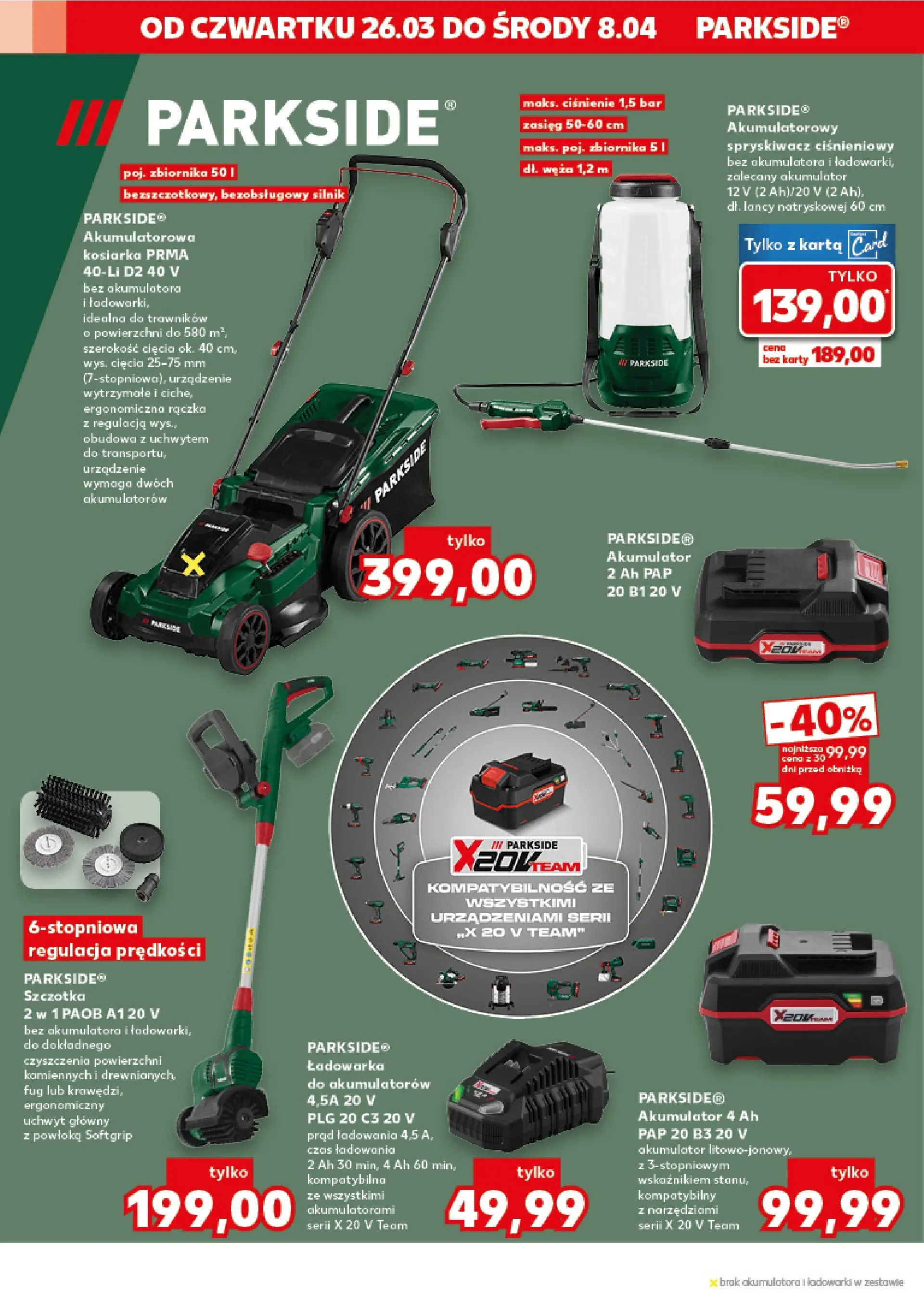 Kaufland gazetka - Złap Okazje od 26.03.2026 - od jutra PDF | Strona: 4 | Produkty: Karta, Ładowarka, Kosiarka, Szczotka