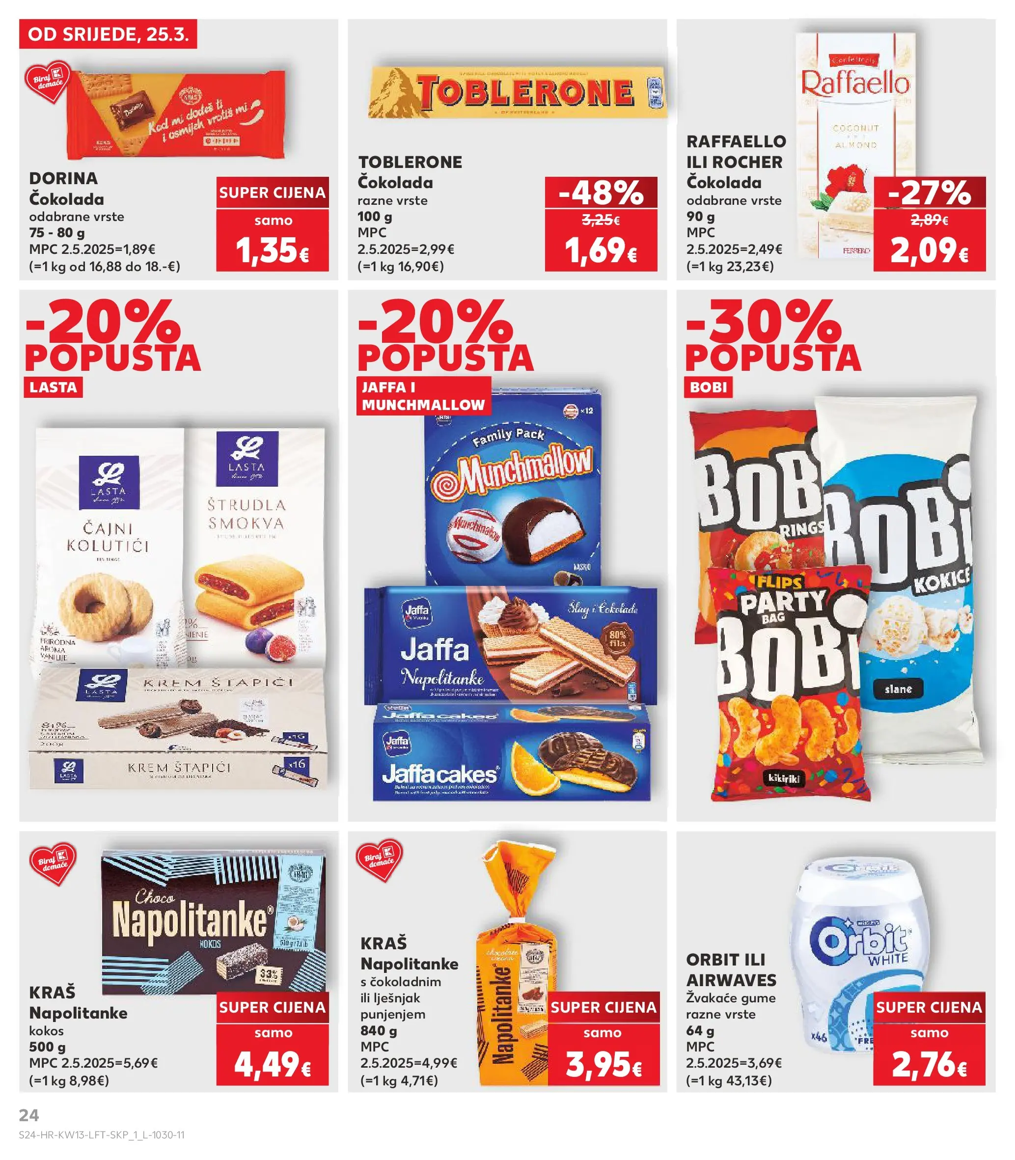 Kaufland - Kaufland katalog do 31.03.2026 novi od 24.03.2026 na listanje > letak digitalni | Stranica: 24 | Proizvodi: Čajni kolutići, Čokolada, Kikiriki, Štapići