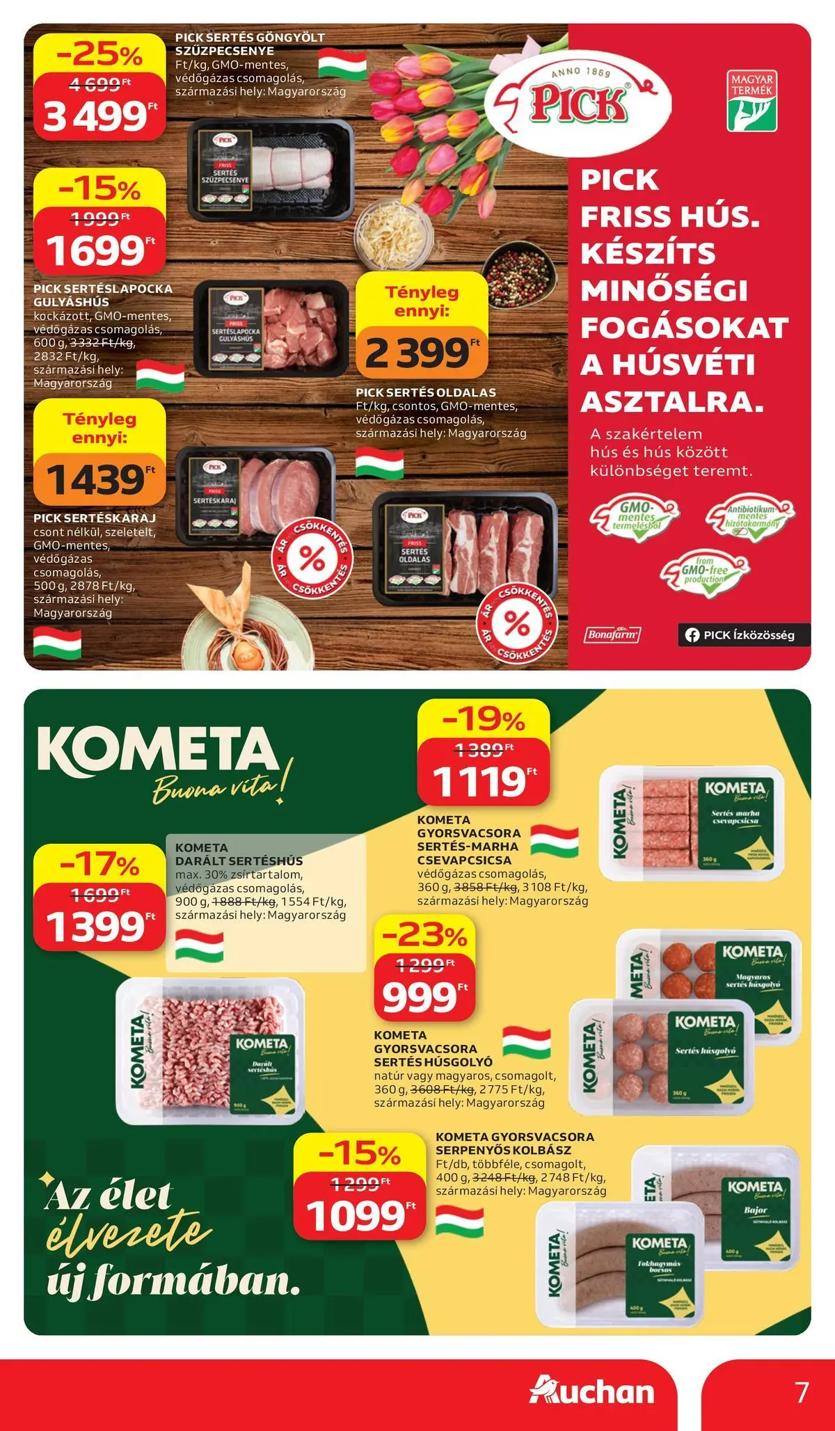Auchan akciós újság Székesfehérvár - 2026.03.26. -tól/töl > akció, lapozható szórólap 🛍️ | Oldal: 7 | Termékek: Hús, Sertéskaraj, Darált sertéshús, Sertéshús