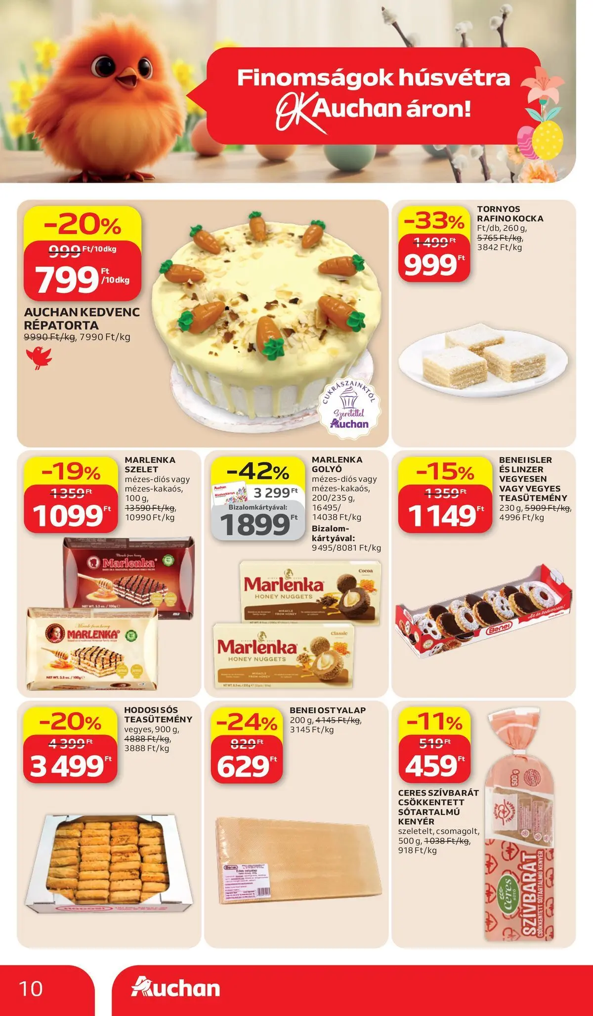 Auchan akciós újság Székesfehérvár - 2026.03.26. -tól/töl > akció, lapozható szórólap 🛍️ | Oldal: 10 | Termékek: Ostyalap, Nuggets, Kenyér, Linzer