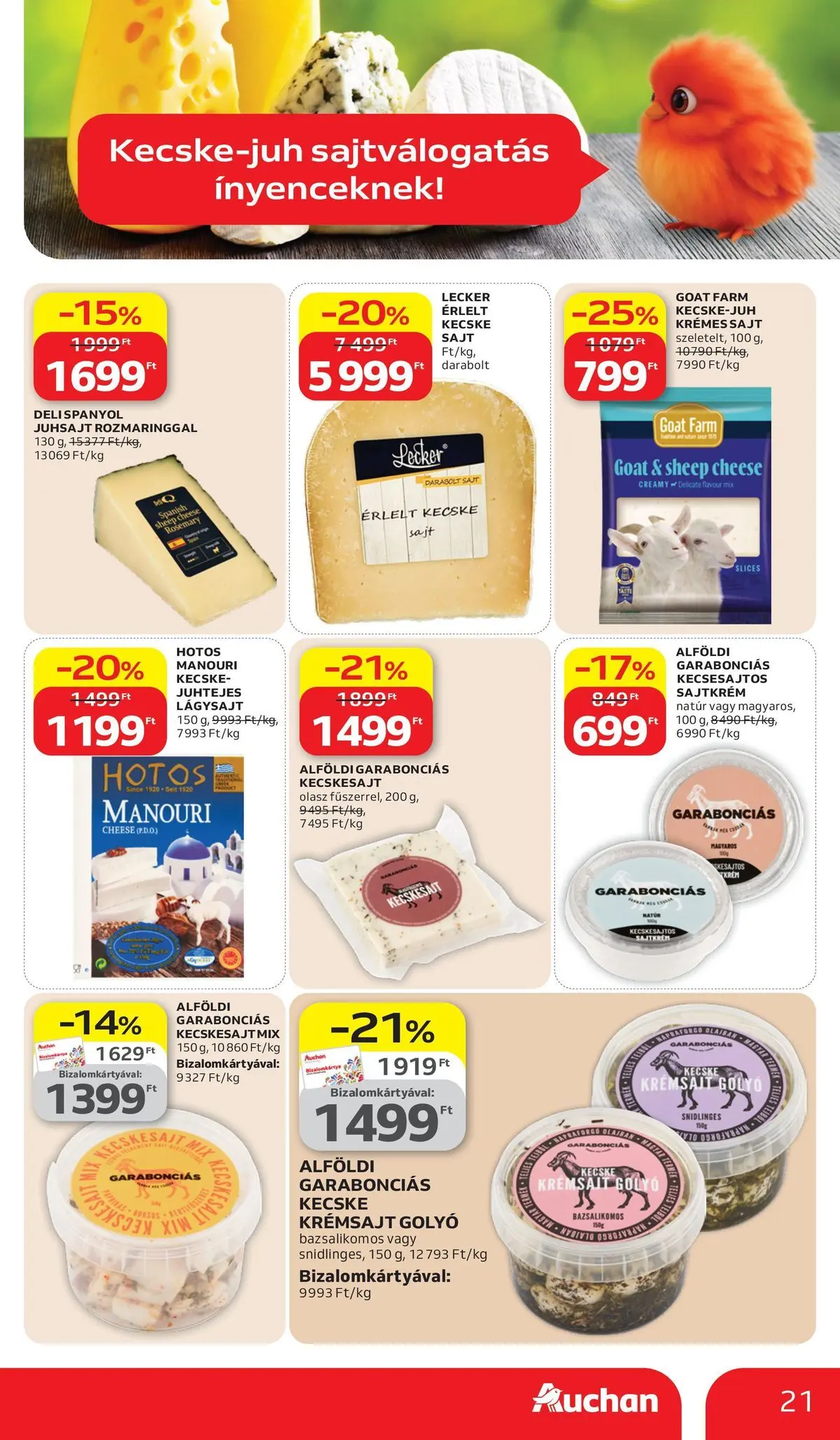 Auchan akciós újság Székesfehérvár - 2026.03.26. -tól/töl > akció, lapozható szórólap 🛍️ | Oldal: 21 | Termékek: Krémsajt, Kecskesajt, Juhsajt, Sajt