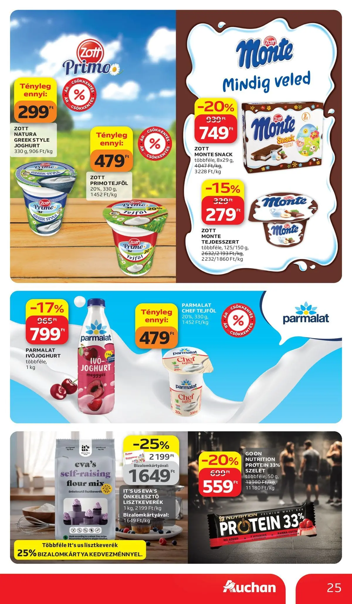 Auchan akciós újság Székesfehérvár - 2026.03.26. -tól/töl > akció, lapozható szórólap 🛍️ | Oldal: 25 | Termékek: Ivójoghurt, Joghurt, Tejföl, Panna cotta