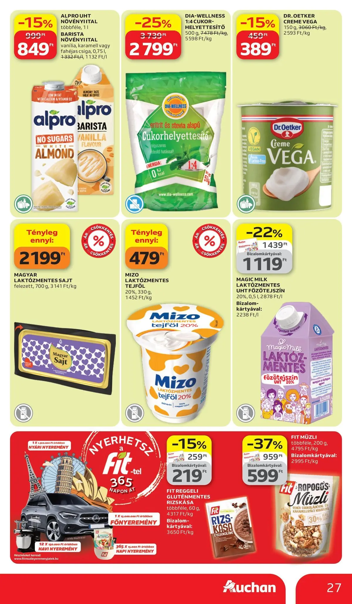 Auchan akciós újság Székesfehérvár - 2026.03.26. -tól/töl > akció, lapozható szórólap 🛍️ | Oldal: 27 | Termékek: Müzli, Laktózmentes sajt, Főzőtejszín, Sajt