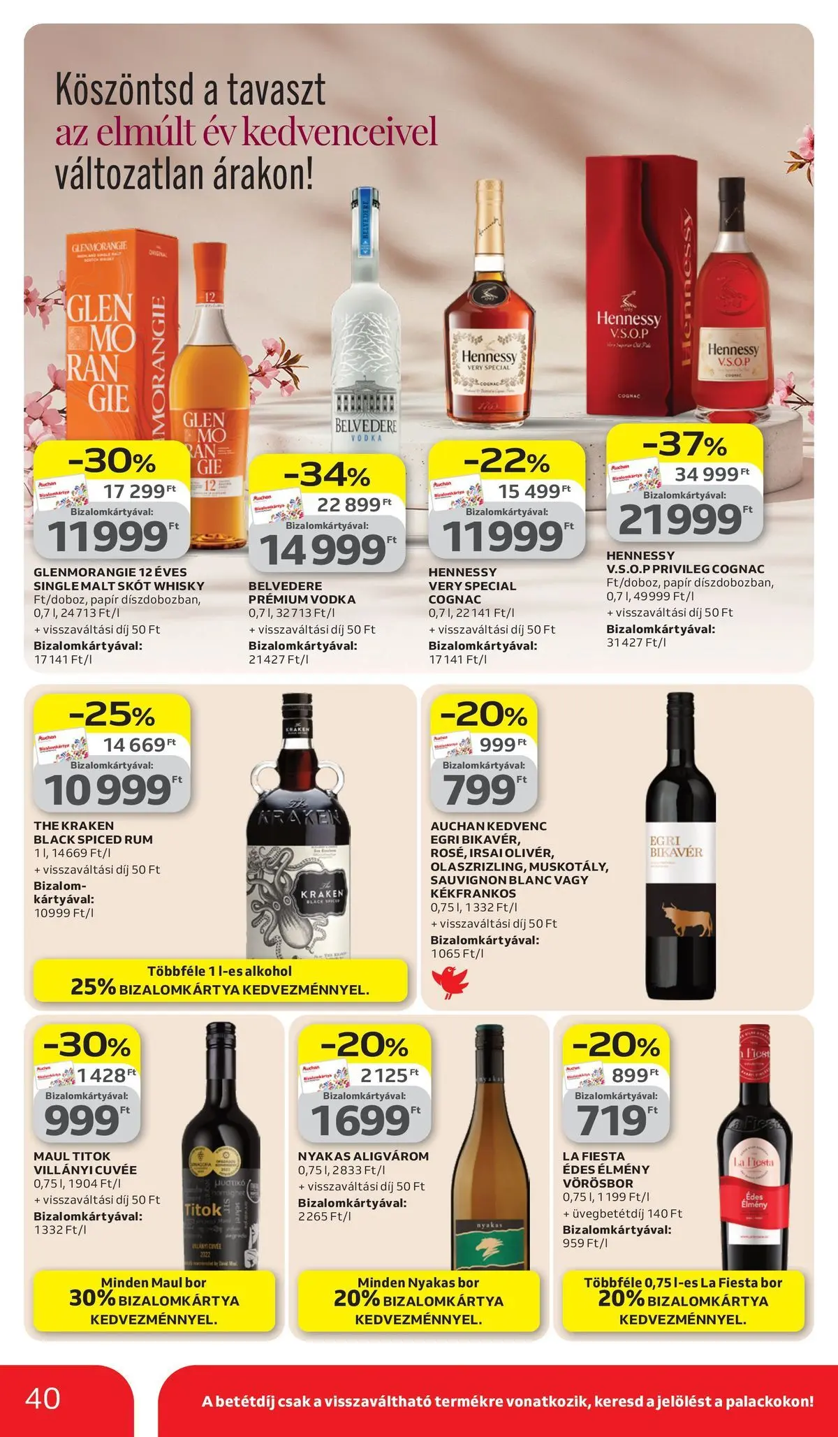 Auchan akciós újság Székesfehérvár - 2026.03.26. -tól/töl > akció, lapozható szórólap 🛍️ | Oldal: 40 | Termékek: Alkohol, Vörösbor, Vodka, Whisky
