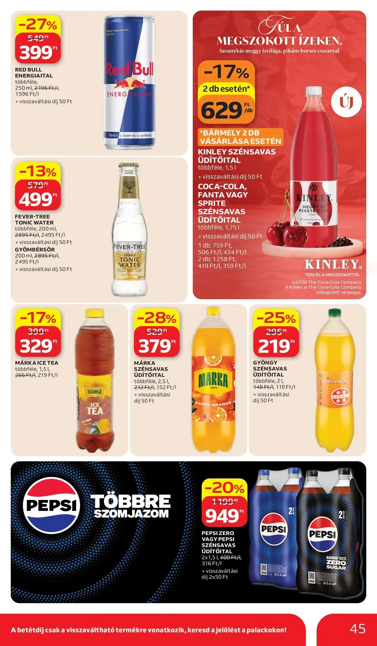 Auchan akciós újság Székesfehérvár - 2026.03.26. -tól/töl > akció, lapozható szórólap 🛍️ | Oldal: 45 | Termékek: Tonic, Fanta, Meggy, Gyömbérsör