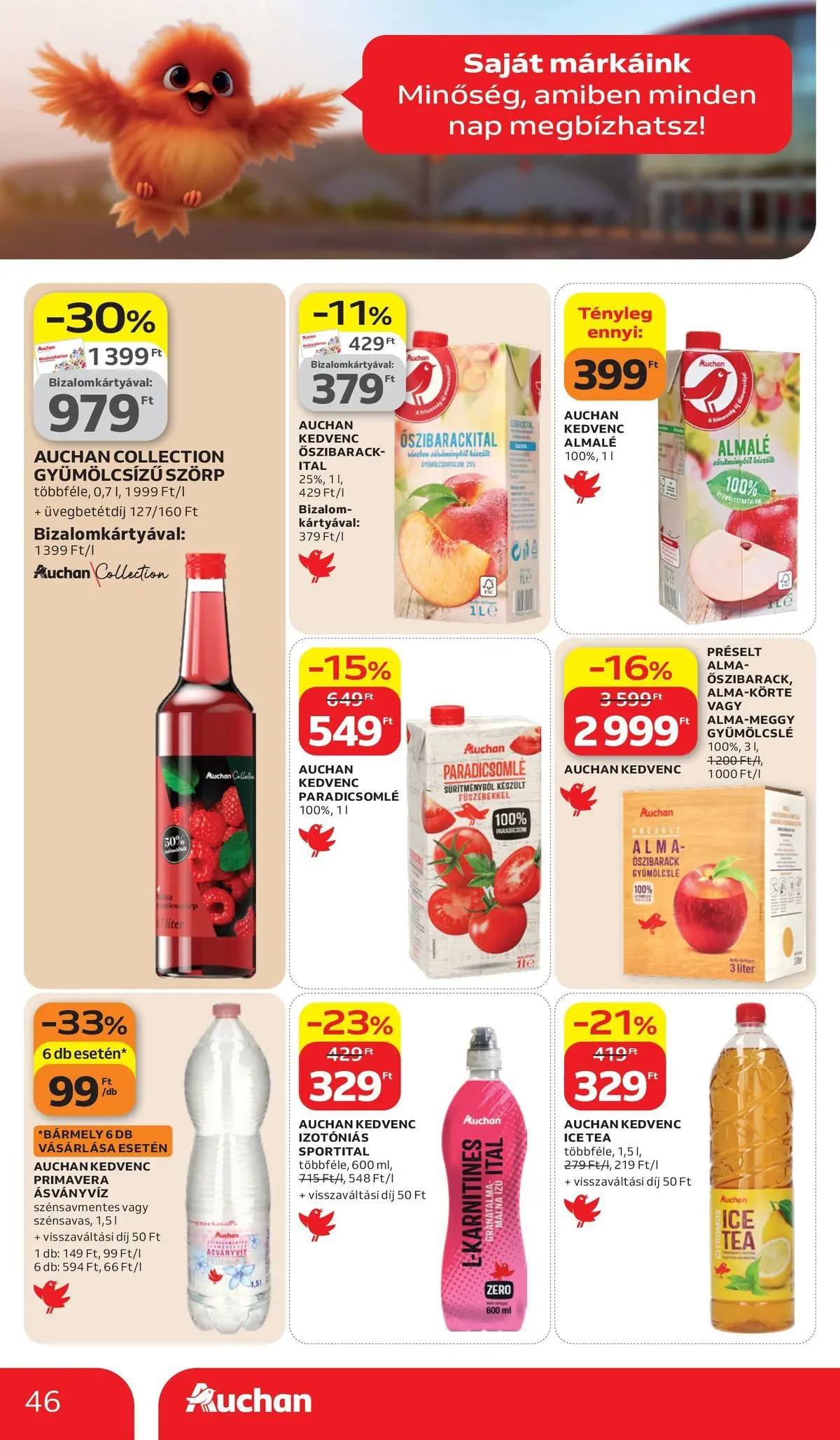 Auchan akciós újság Székesfehérvár - 2026.03.26. -tól/töl > akció, lapozható szórólap 🛍️ | Oldal: 46 | Termékek: Gyümölcslé, Paradicsomlé, Alma, Paradicsom