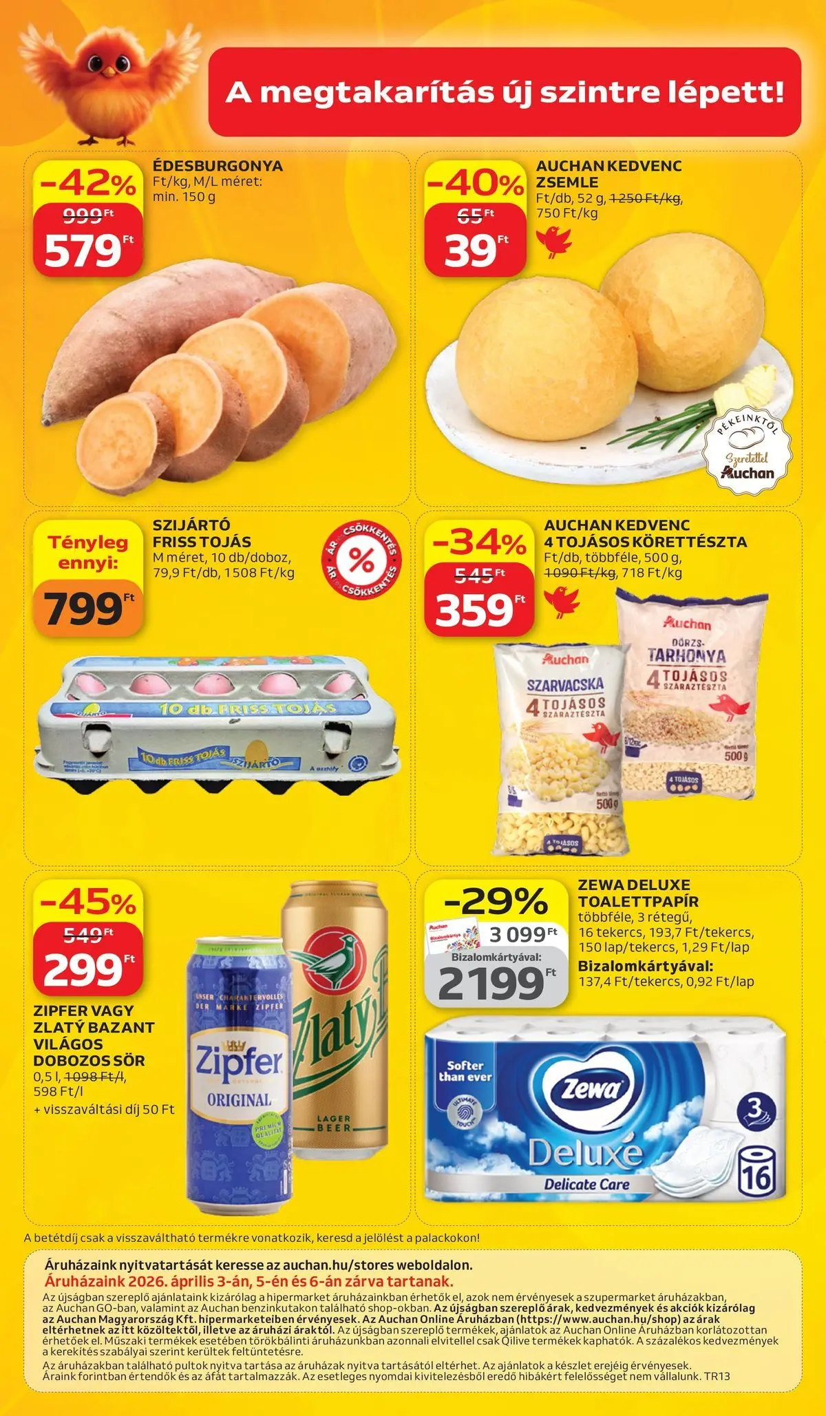 Auchan akciós újság Székesfehérvár - 2026.03.26. -tól/töl > akció, lapozható szórólap 🛍️ | Oldal: 60 | Termékek: Zsemle, Tojás, Sör, Száraztészta
