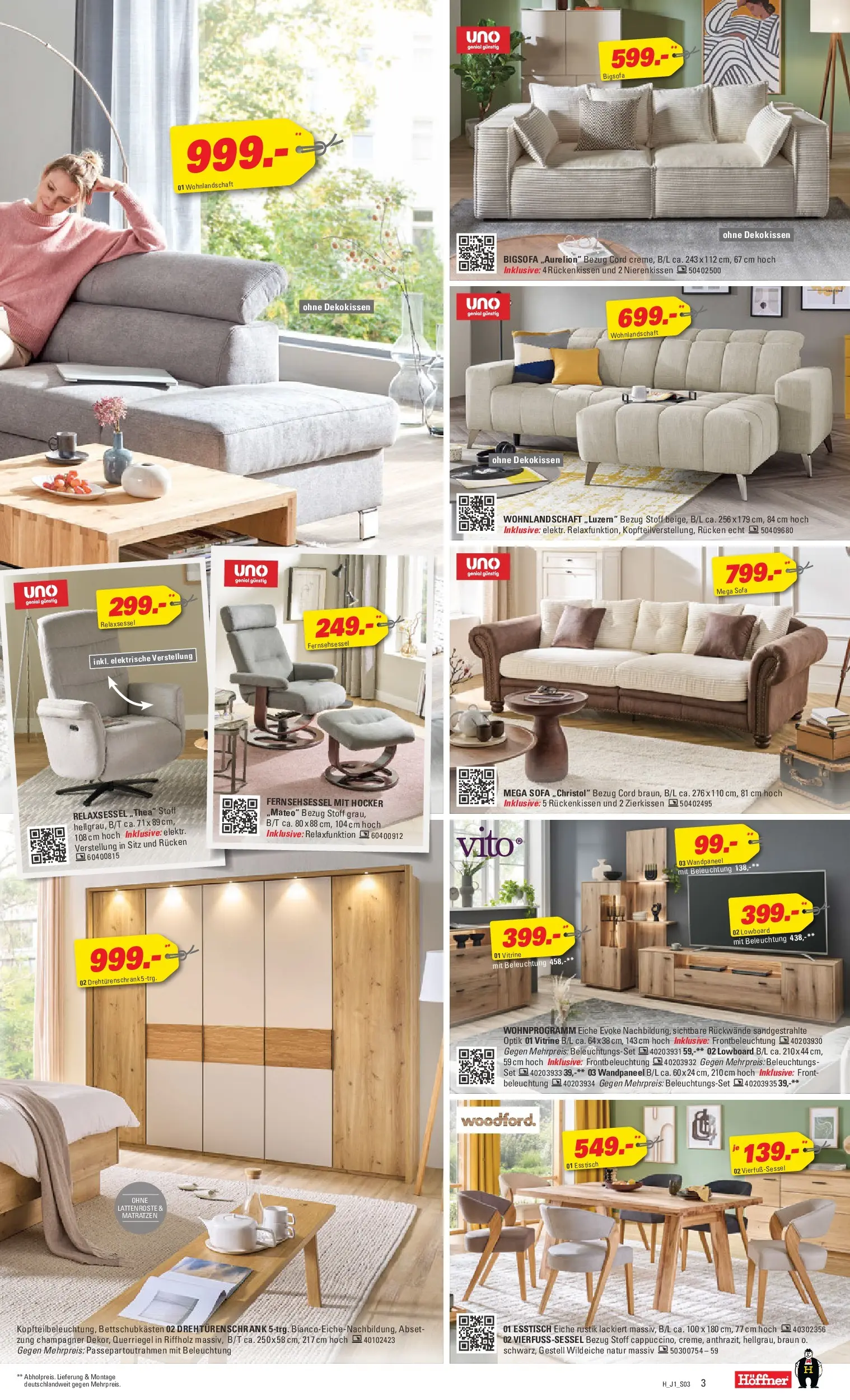 Höffner Prospekt Schwetzingen	 (ab 24.03.2026) zum Blättern | Seite: 3 | Produkte: Bigsofa, Esstisch, Sessel, Drehtürenschrank