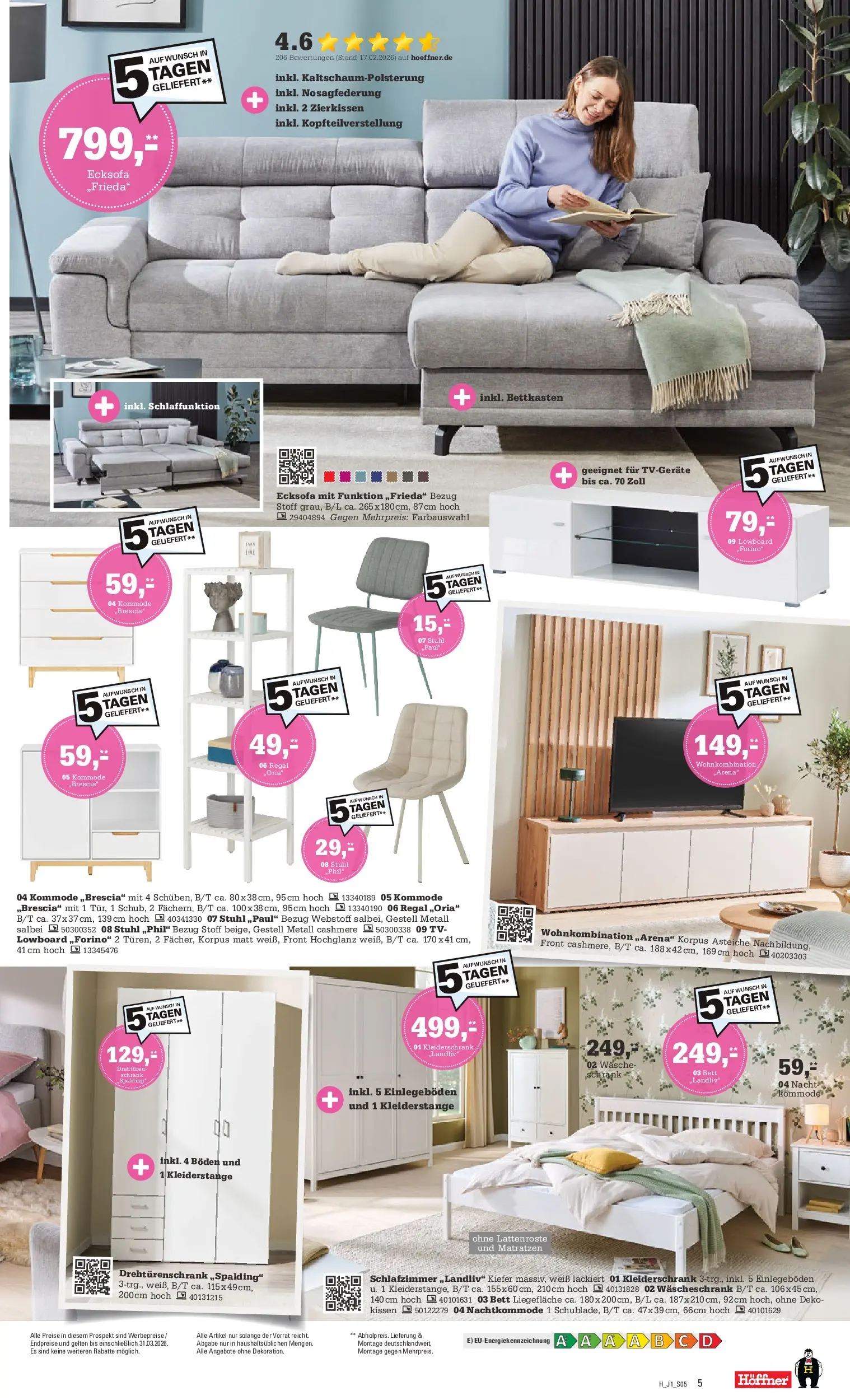 Höffner Prospekt Schwetzingen	 (ab 24.03.2026) zum Blättern | Seite: 5 | Produkte: Lowboard, Kleiderschrank, Regal, Schrank