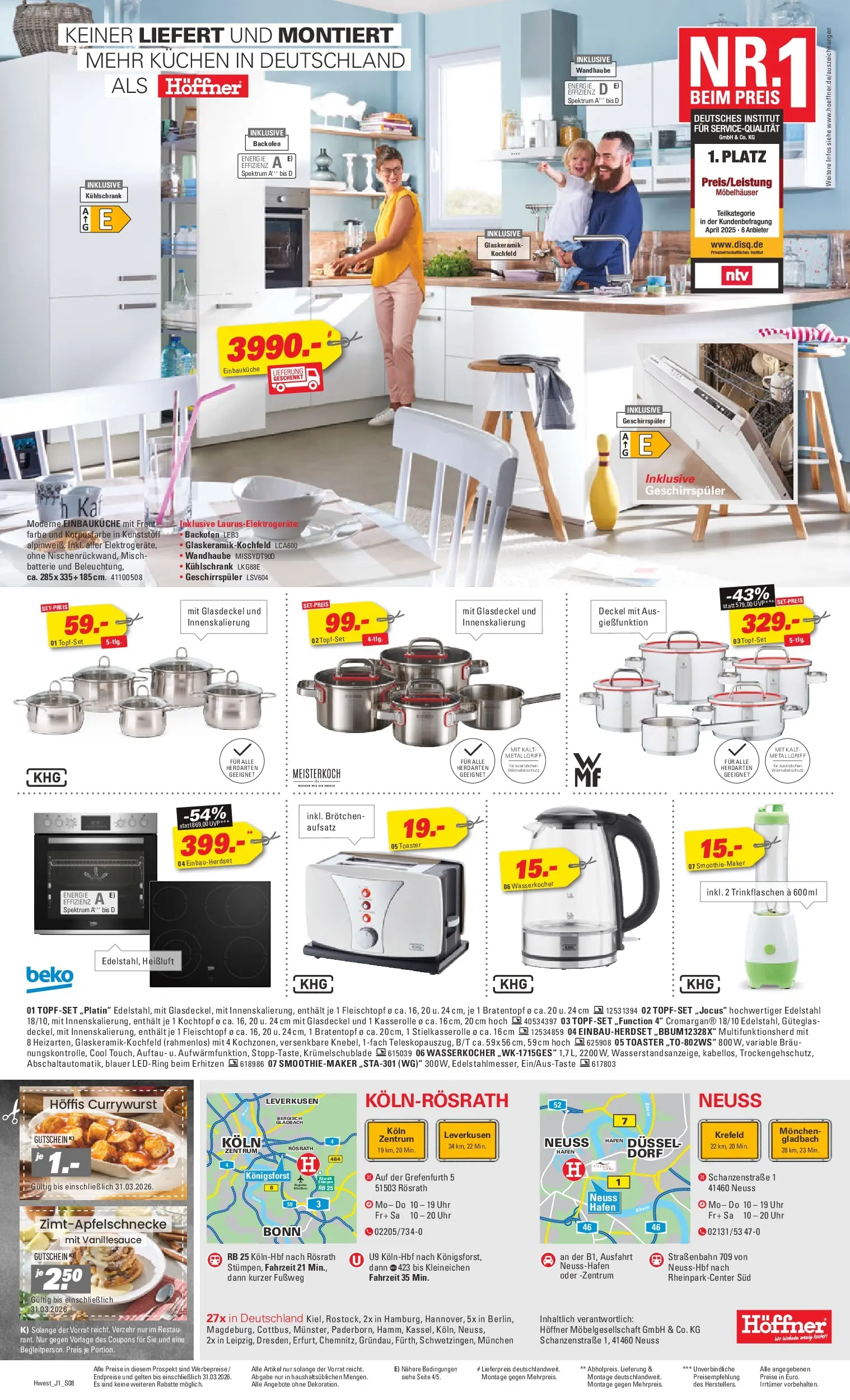 Höffner Prospekt Schwetzingen	 (ab 24.03.2026) zum Blättern | Seite: 8 | Produkte: Toaster, Batterie, Kochfeld, Backofen