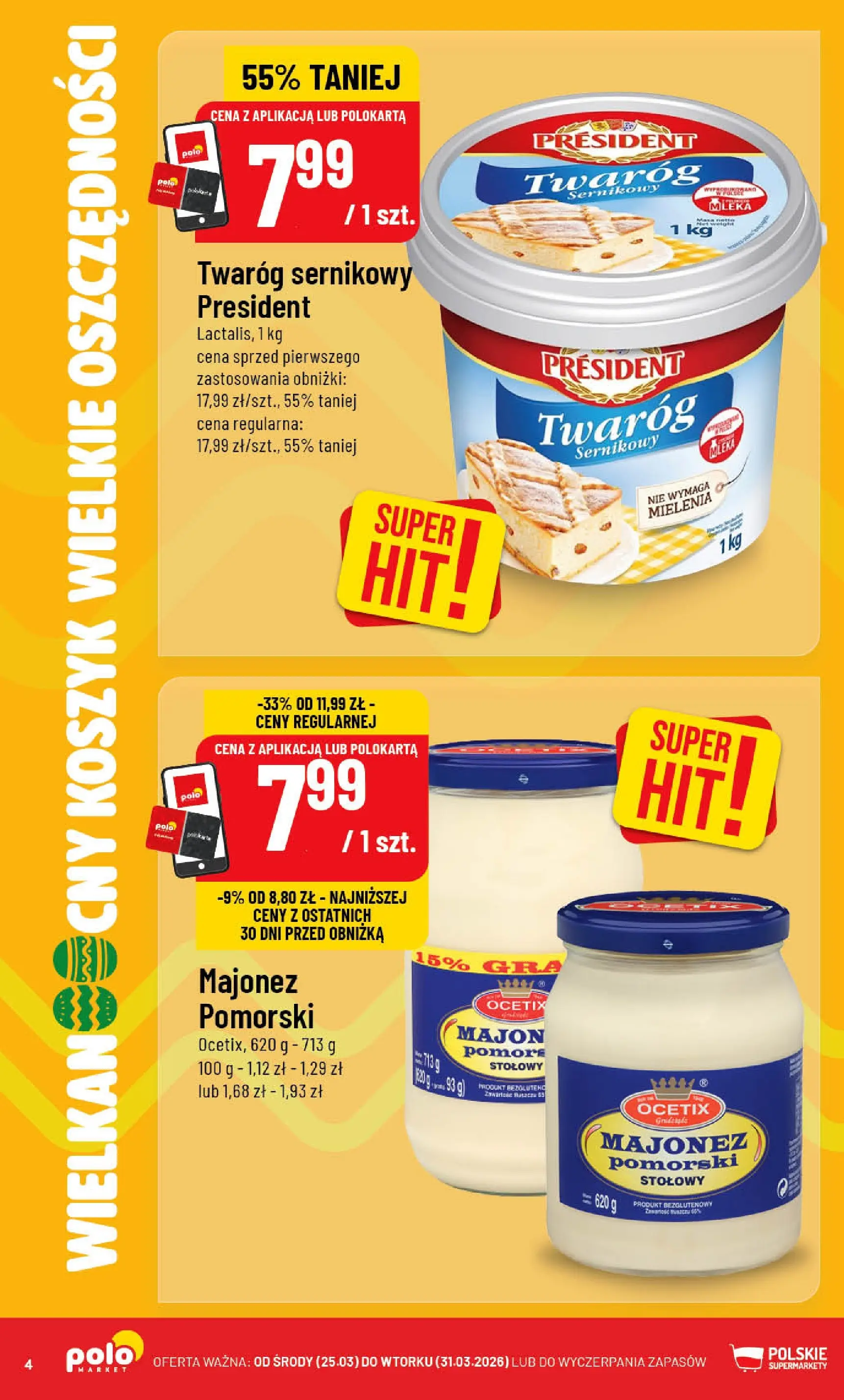 Nowa POLOmarket gazetka od jutra 25.03.2026 | Strona: 4 | Produkty: Gra, Mleka, Twaróg, Majonez