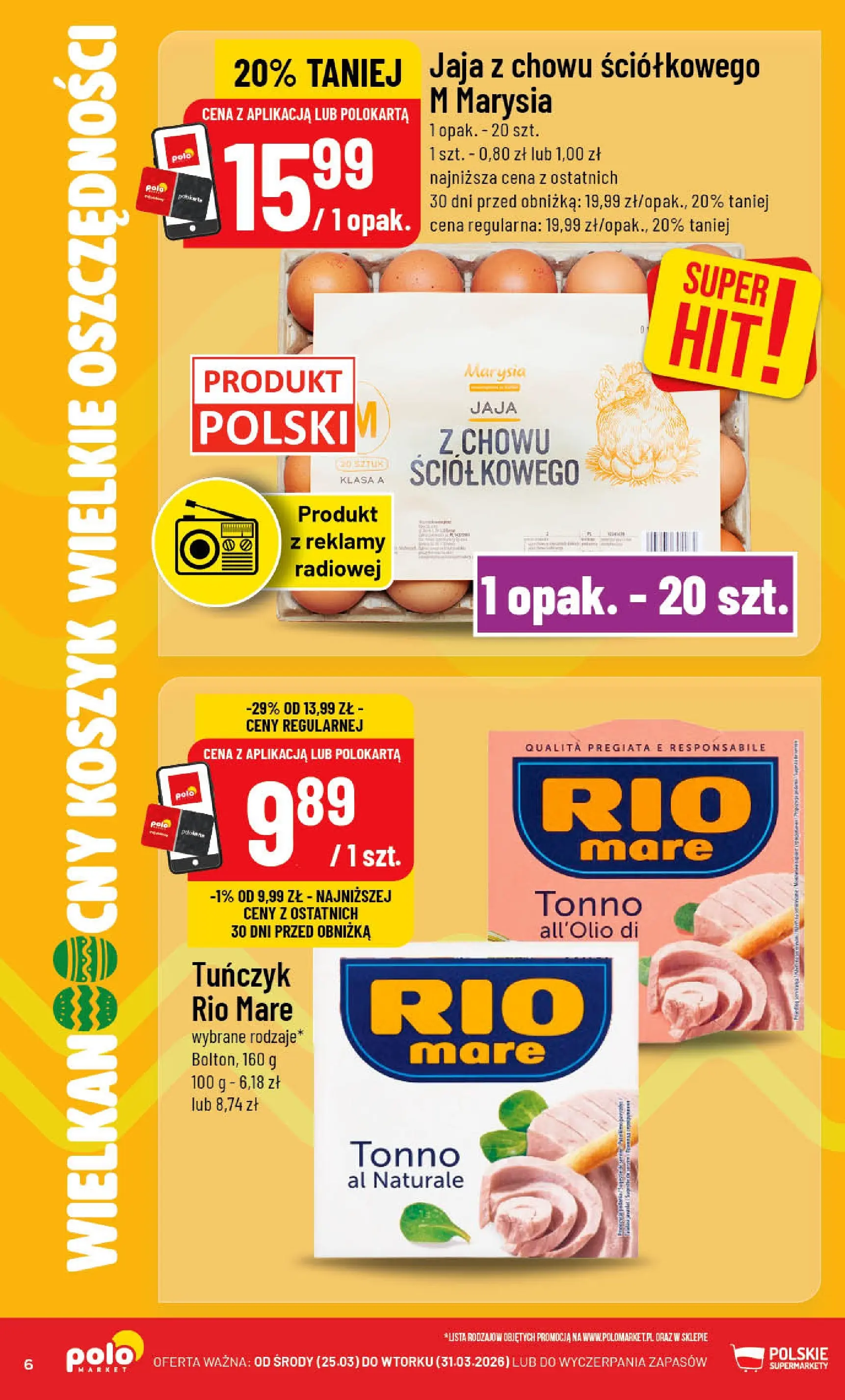 Nowa POLOmarket gazetka od jutra 25.03.2026 | Strona: 6 | Produkty: Tuńczyk, Jaja
