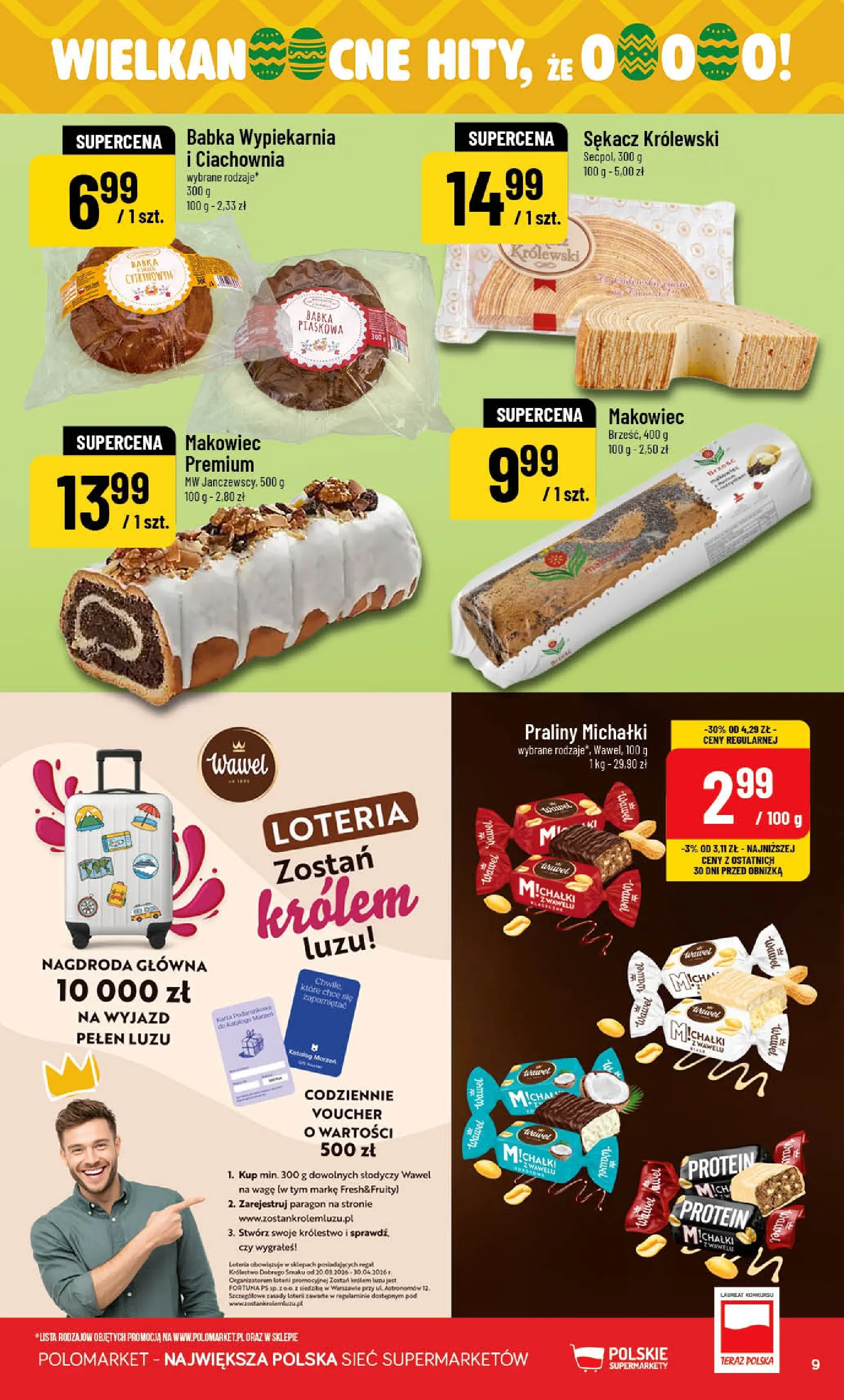 Nowa POLOmarket gazetka od jutra 25.03.2026 | Strona: 9 | Produkty: Praliny, Babka, Regał