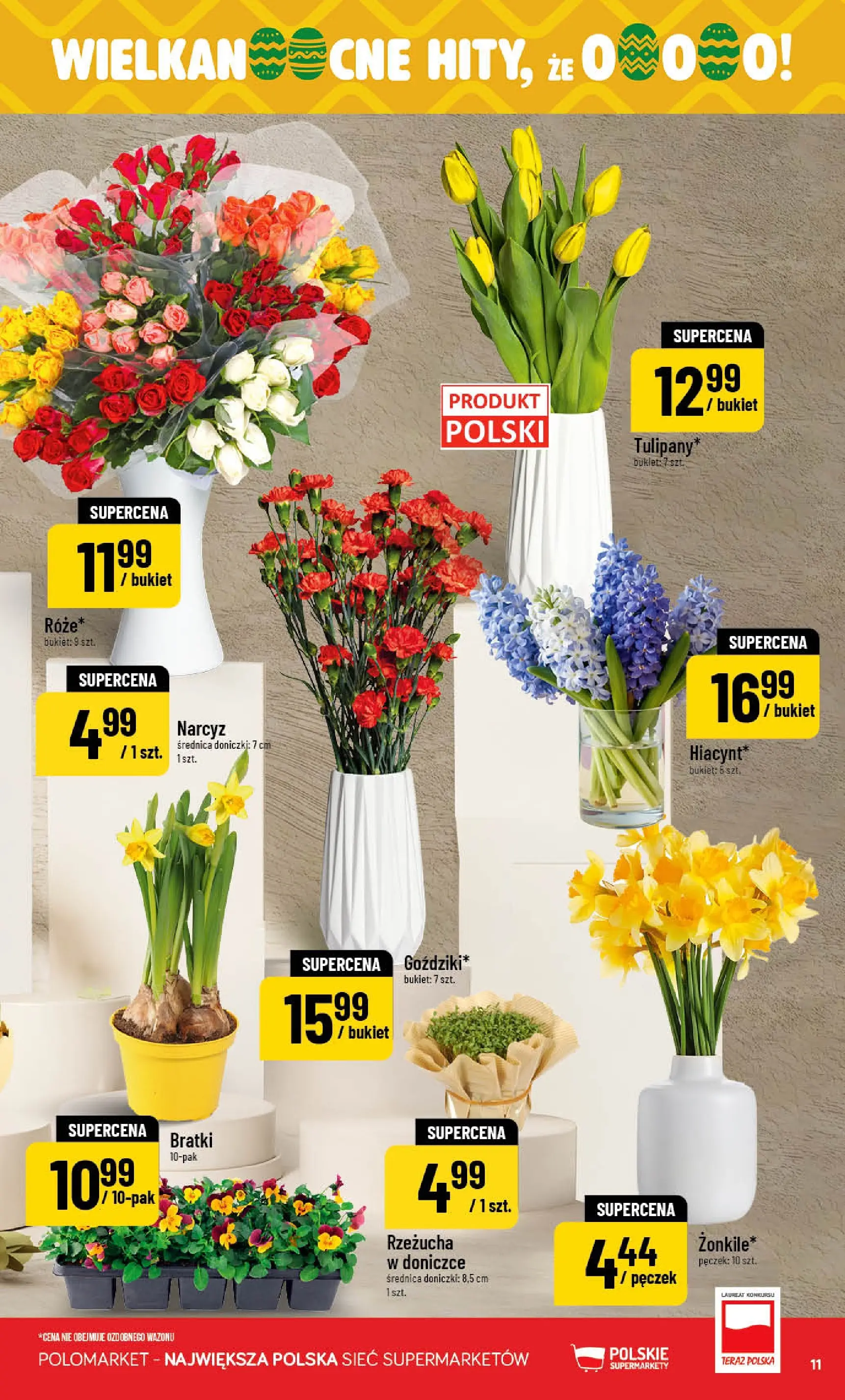 Nowa POLOmarket gazetka od jutra 25.03.2026 | Strona: 11 | Produkty: Rzeżucha, Bratki, Doniczki