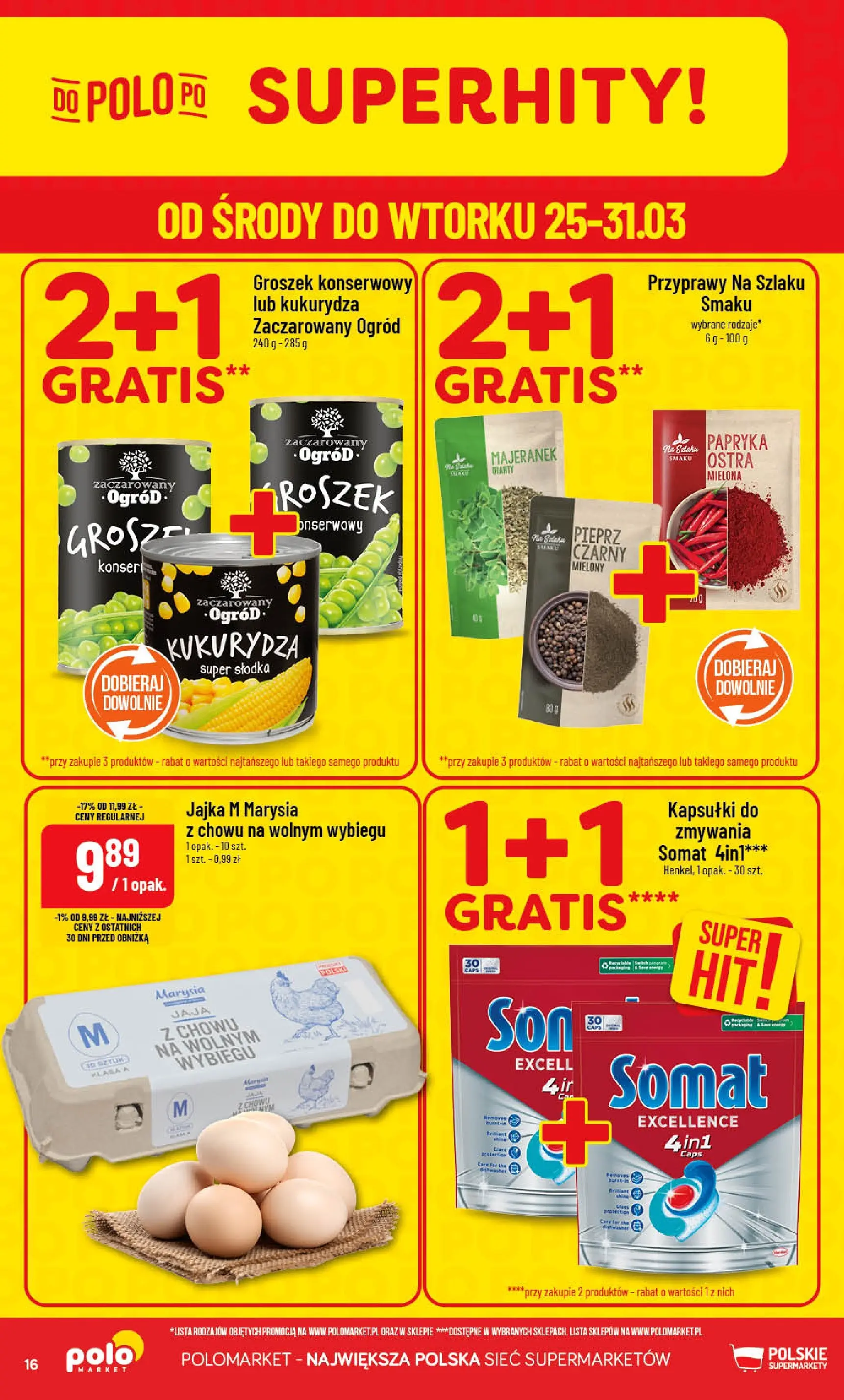 Nowa POLOmarket gazetka od jutra 25.03.2026 | Strona: 16 | Produkty: Groszek, Papryka, Jajka, Jaja