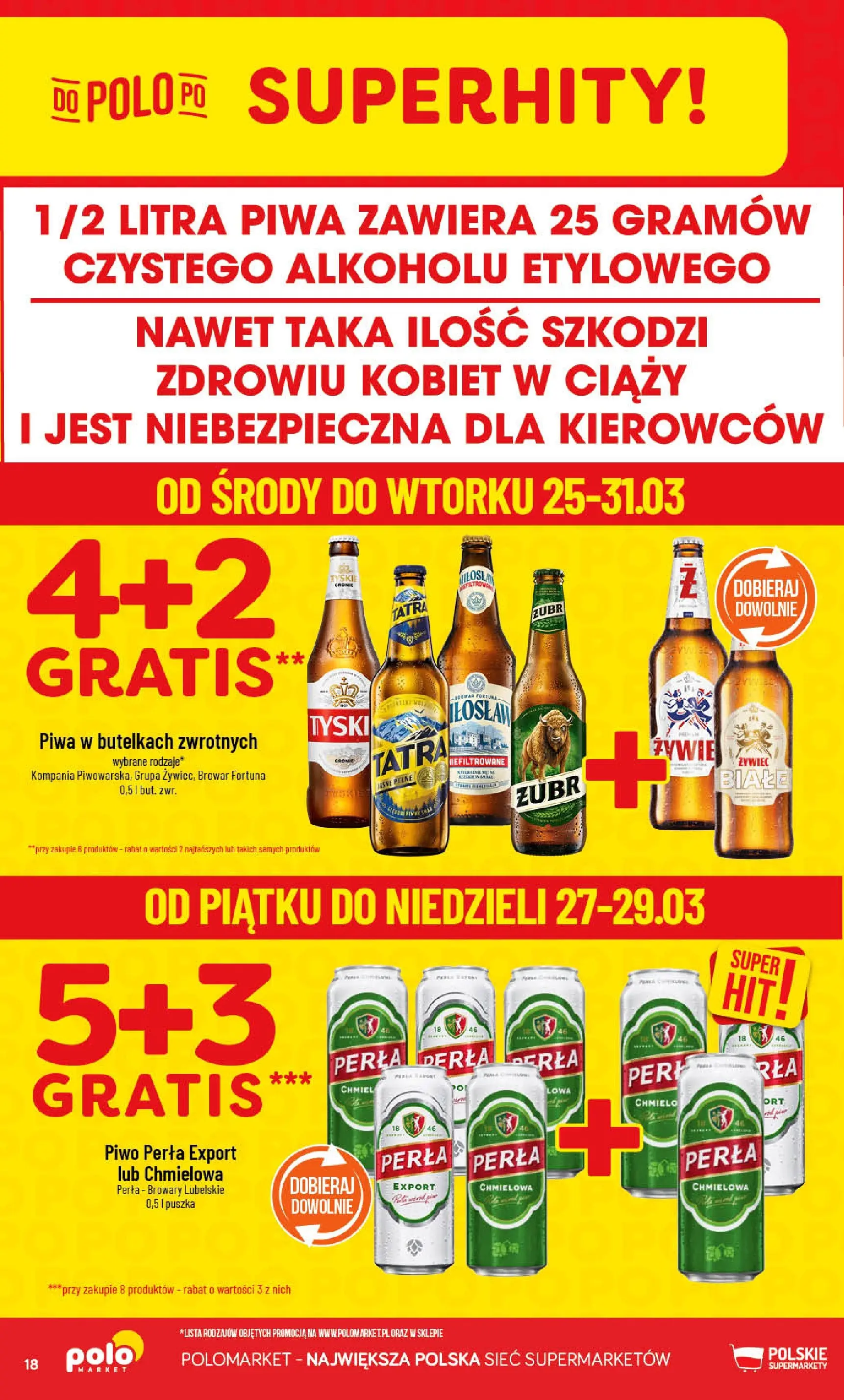 Nowa POLOmarket gazetka od jutra 25.03.2026 | Strona: 18 | Produkty: Piwo perła, Piwo