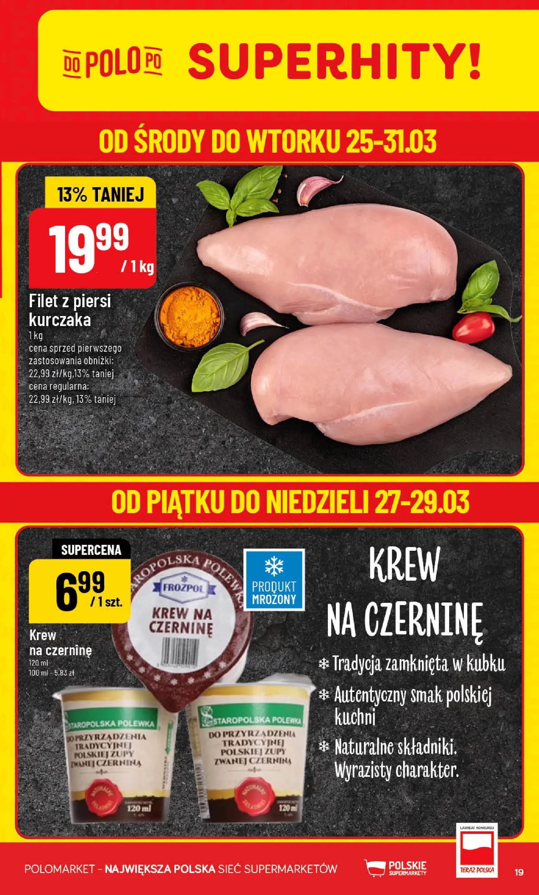 Nowa POLOmarket gazetka od jutra 25.03.2026 | Strona: 19 | Produkty: Piersi, Filet z piersi kurczaka