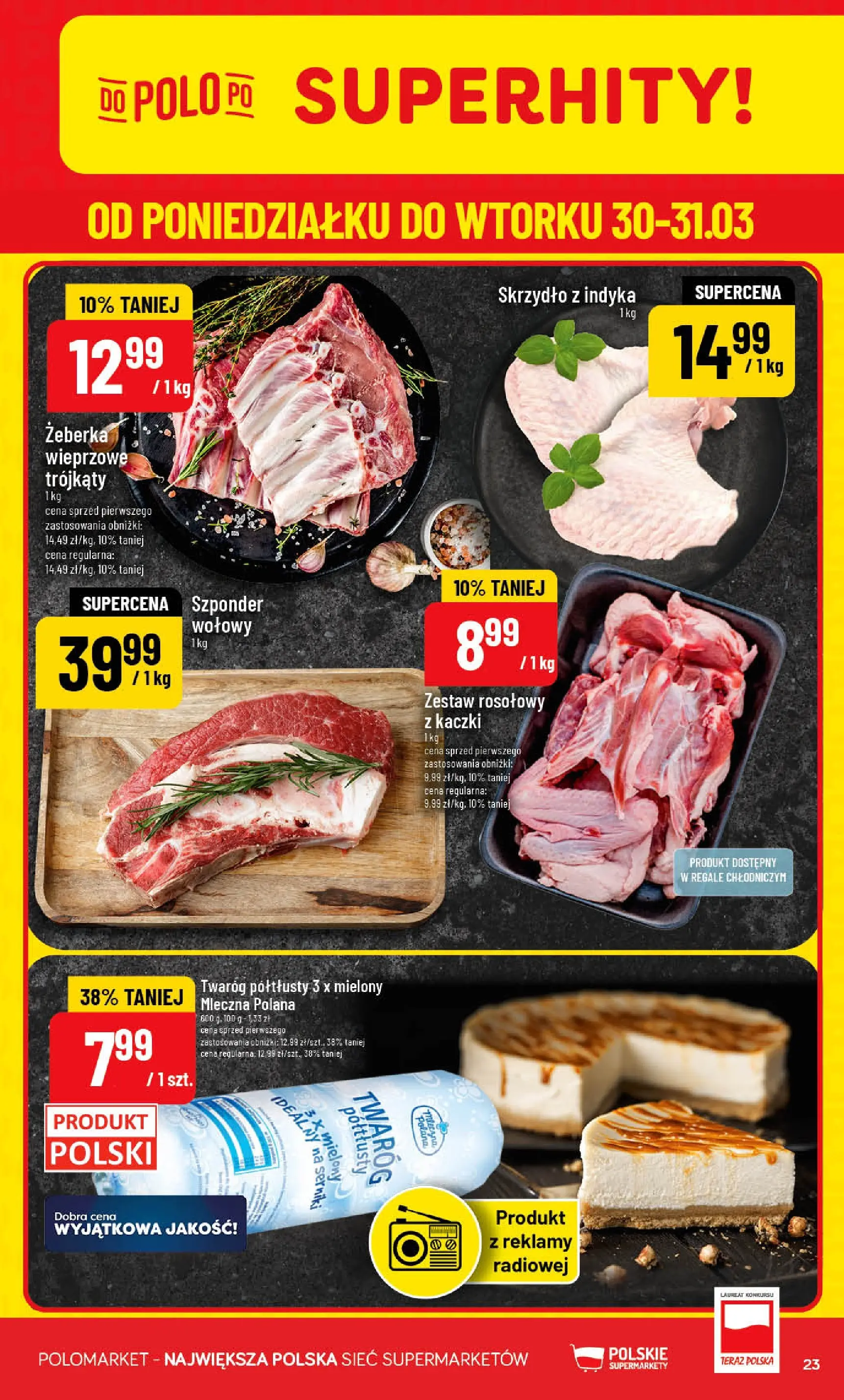 Nowa POLOmarket gazetka od jutra 25.03.2026 | Strona: 23 | Produkty: Twaróg półtłusty, Twaróg