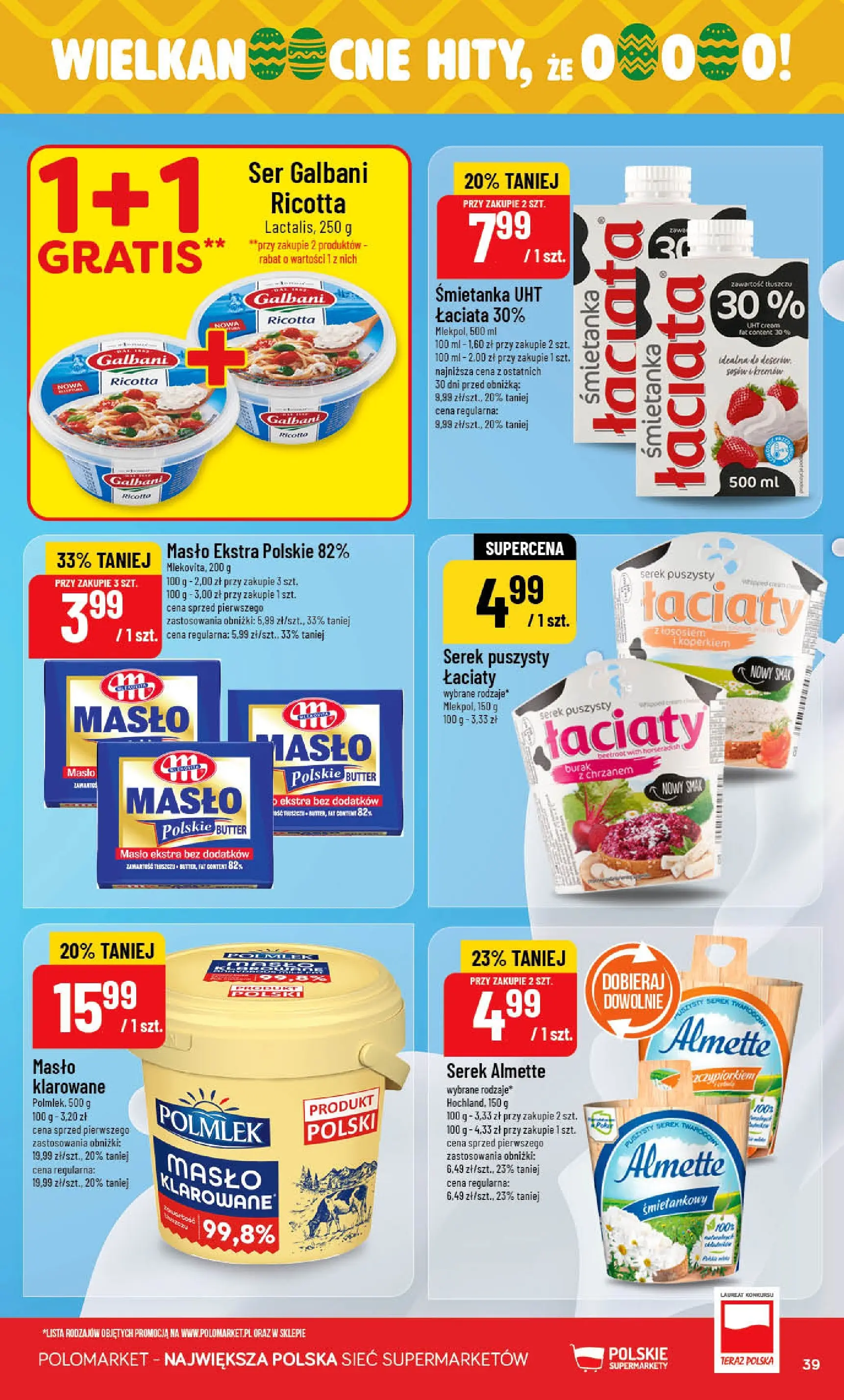 Nowa POLOmarket gazetka od jutra 25.03.2026 | Strona: 39 | Produkty: Burak, Masło Polskie, Ser, Ricotta