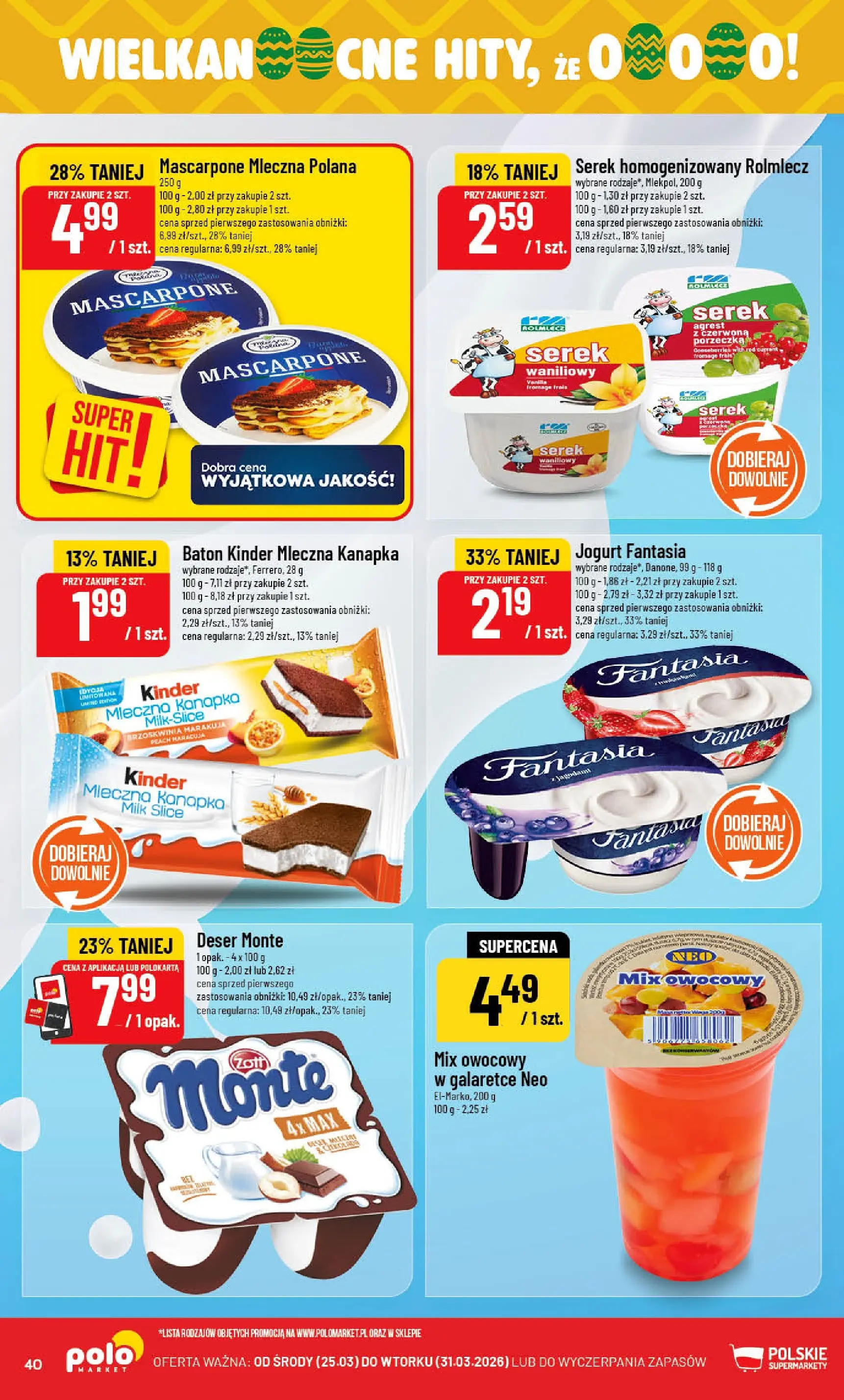Nowa POLOmarket gazetka od jutra 25.03.2026 | Strona: 40 | Produkty: Porzeczka, Agrest, Mascarpone, Jogurt