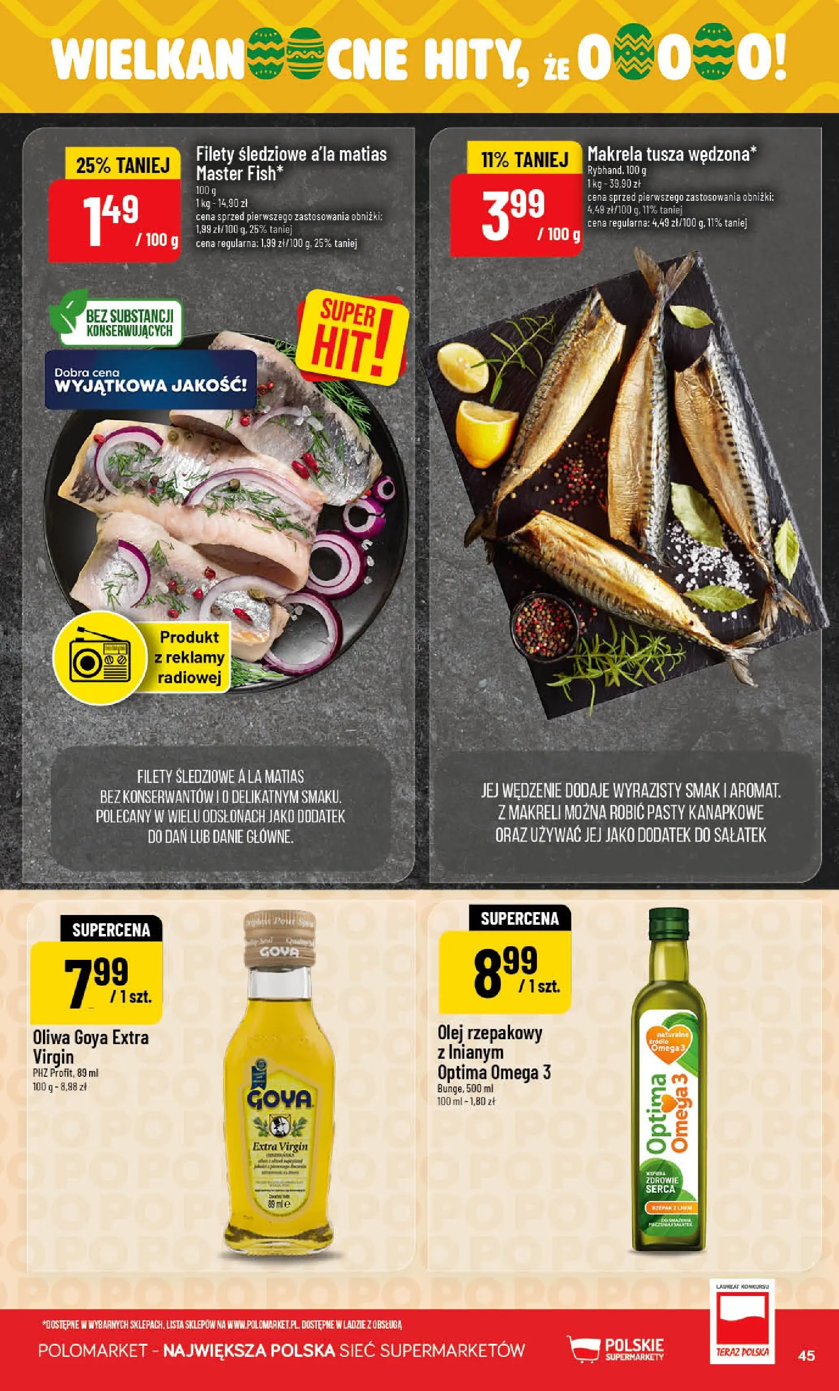 Nowa POLOmarket gazetka od jutra 25.03.2026 | Strona: 45 | Produkty: Olej rzepakowy, Makrela, Olej