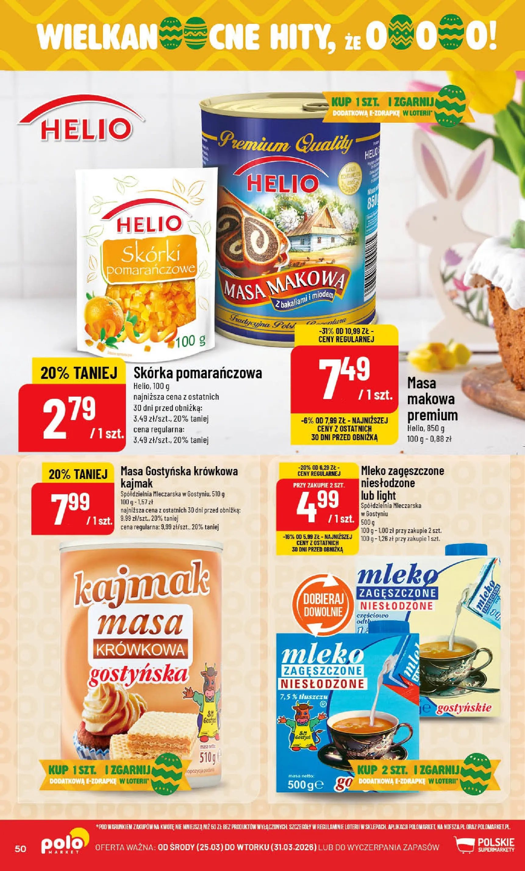 Nowa POLOmarket gazetka od jutra 25.03.2026 | Strona: 50 | Produkty: Mleko zagęszczone niesłodzone, Skórka pomarańczowa, Masa makowa, Mleko
