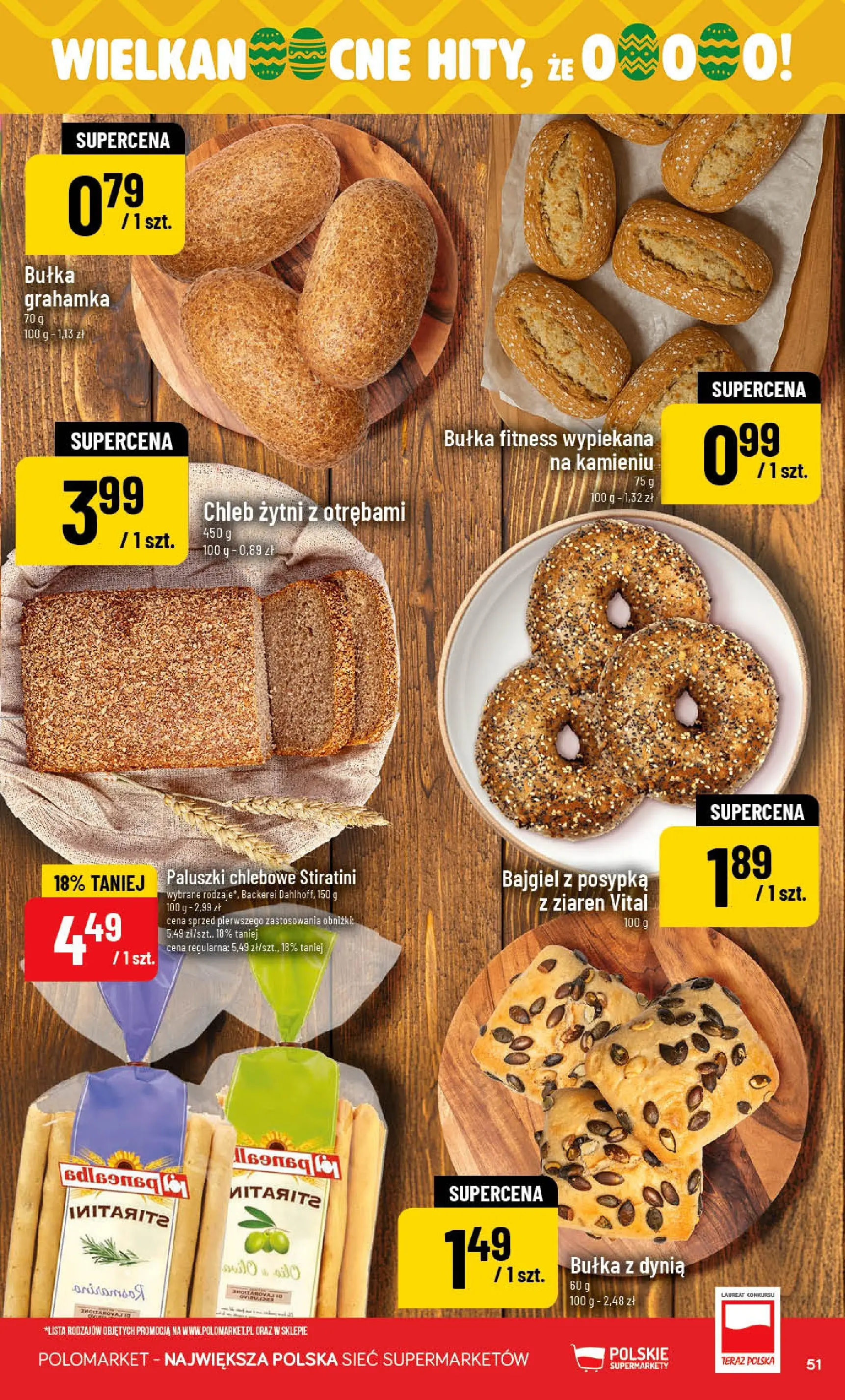 Nowa POLOmarket gazetka od jutra 25.03.2026 | Strona: 51 | Produkty: Dynia, Bułka fitness, Paluszki, Paluszki chlebowe