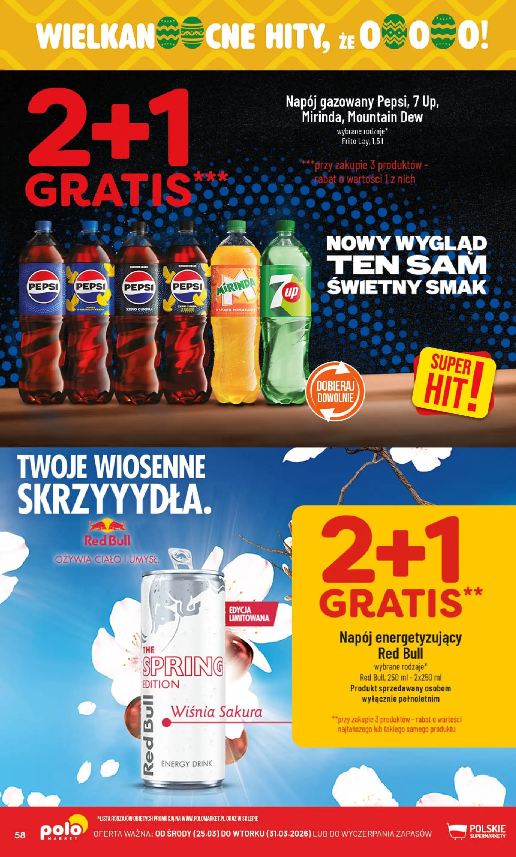 Nowa POLOmarket gazetka od jutra 25.03.2026 | Strona: 58 | Produkty: Red bull, Pepsi