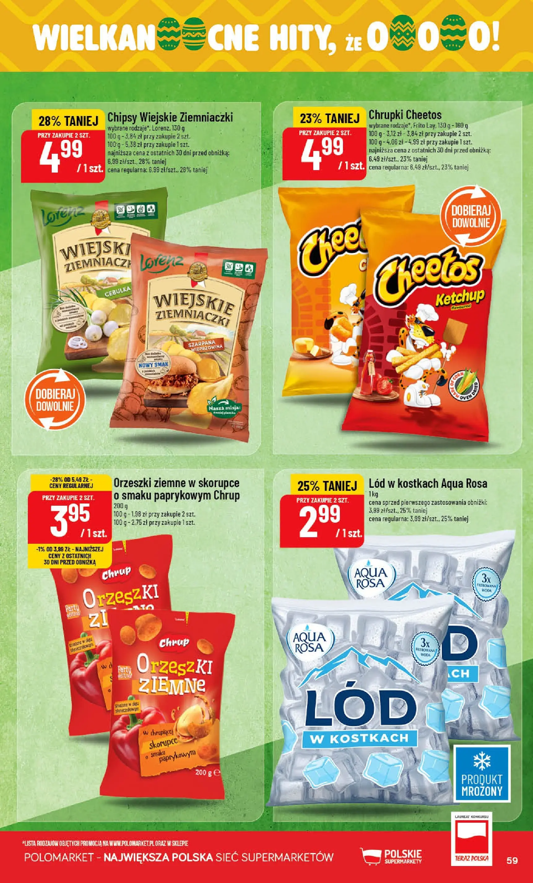 Nowa POLOmarket gazetka od jutra 25.03.2026 | Strona: 59 | Produkty: Chipsy, Ketchup, Chrupki, Lód w kostkach