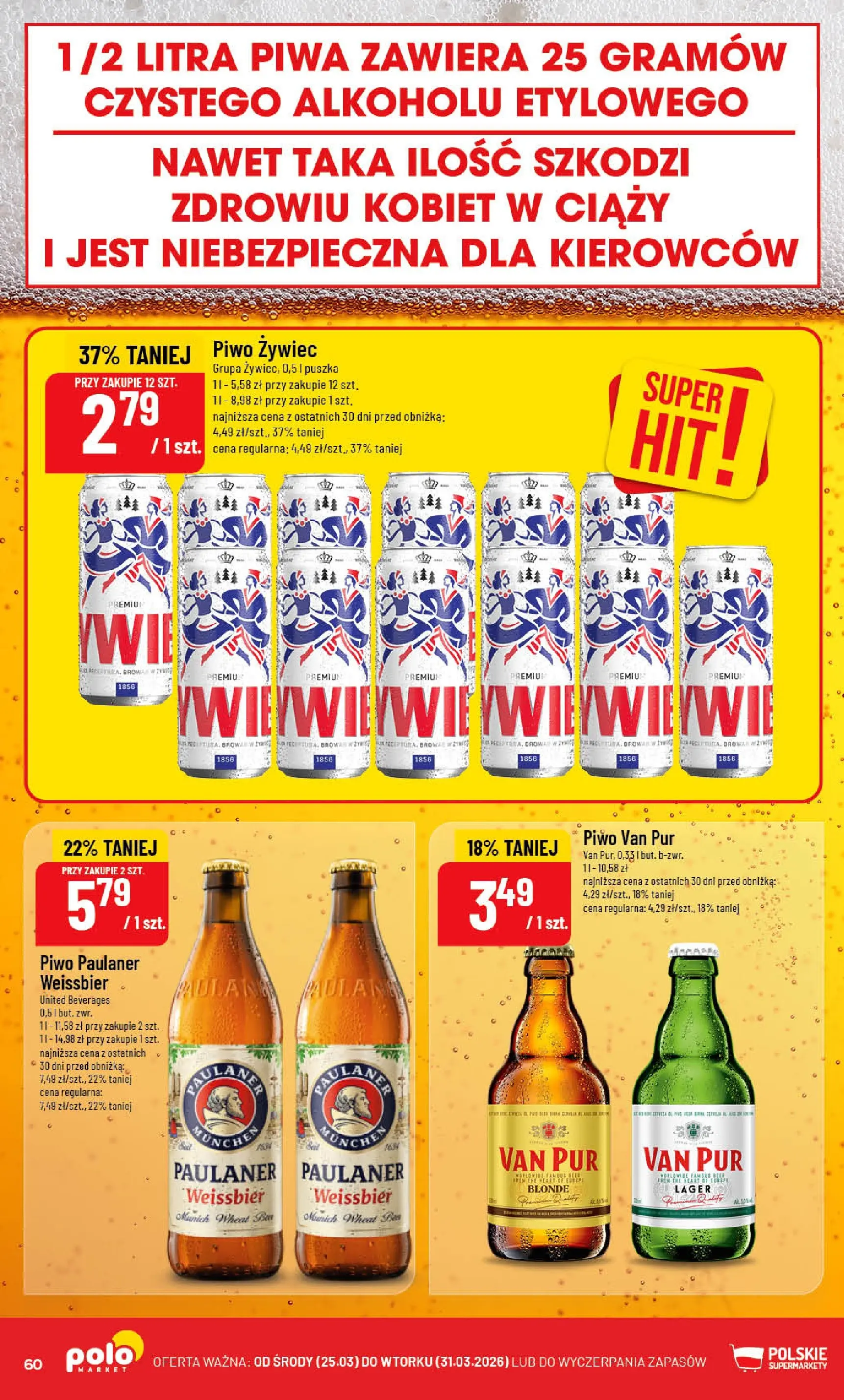 Nowa POLOmarket gazetka od jutra 25.03.2026 | Strona: 60 | Produkty: Piwo