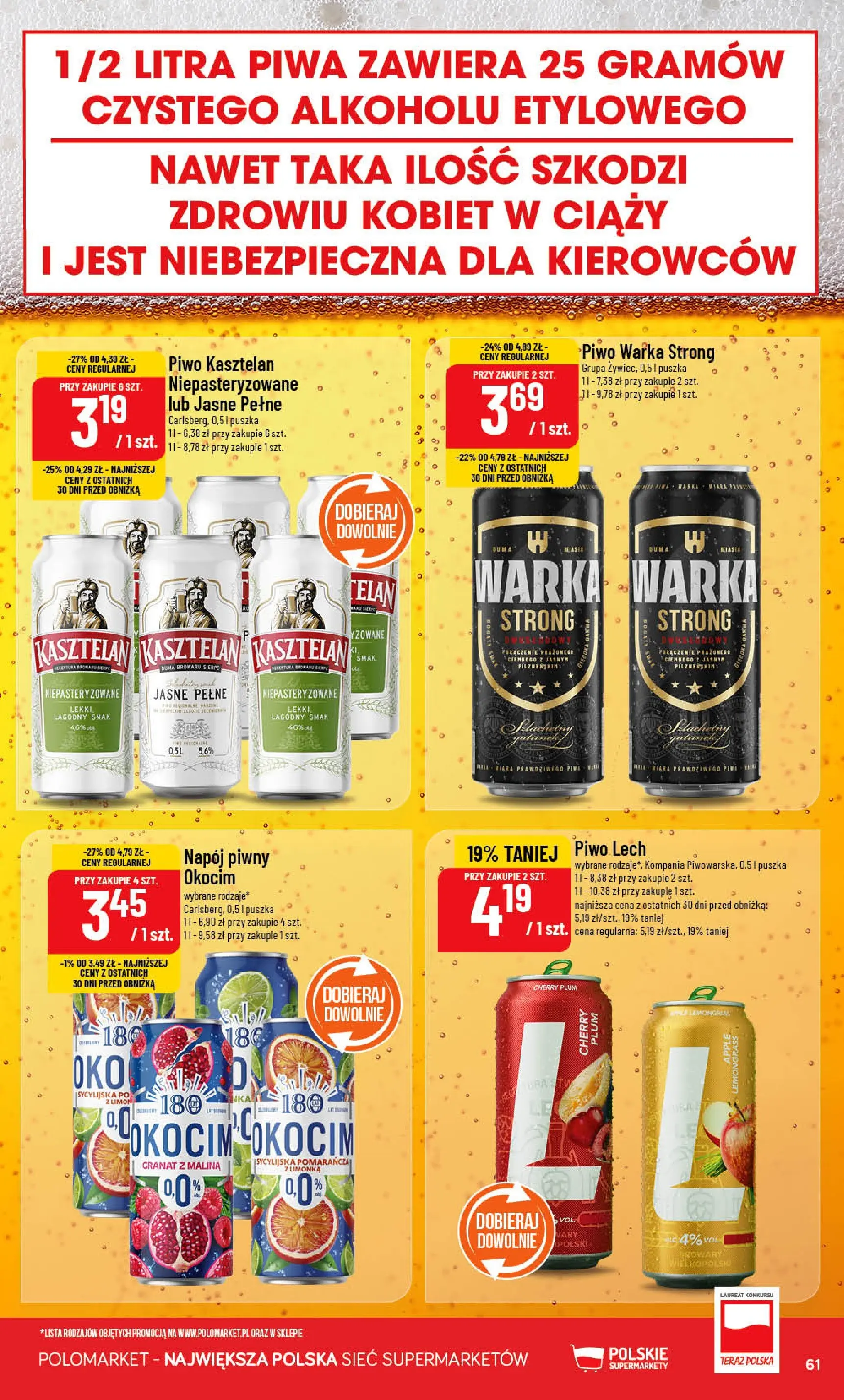 Nowa POLOmarket gazetka od jutra 25.03.2026 | Strona: 61 | Produkty: Malina, Warka, Piwo Warka, Piwo