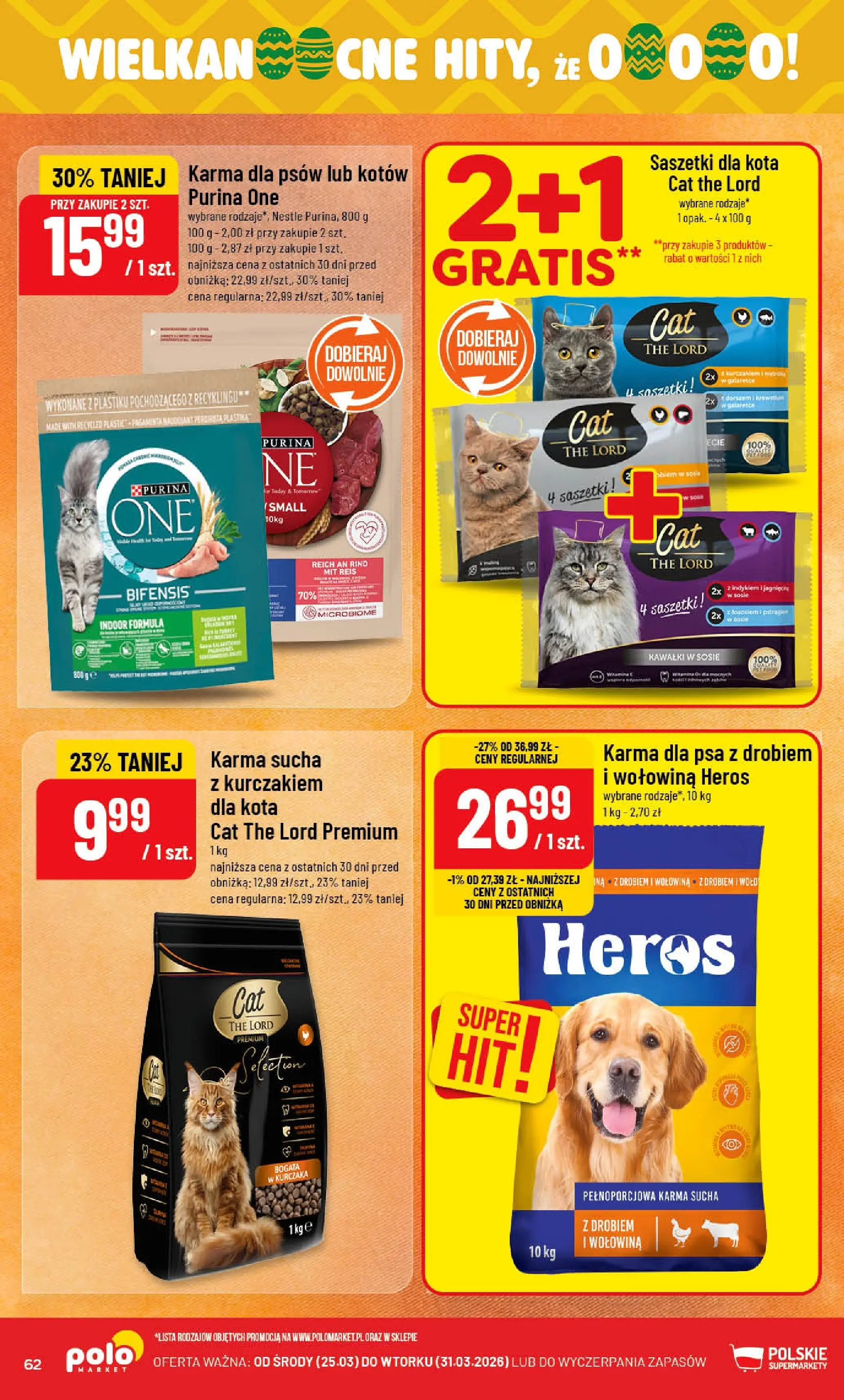 Nowa POLOmarket gazetka od jutra 25.03.2026 | Strona: 62 | Produkty: Karma dla psa, Wołowina, Karma dla psów