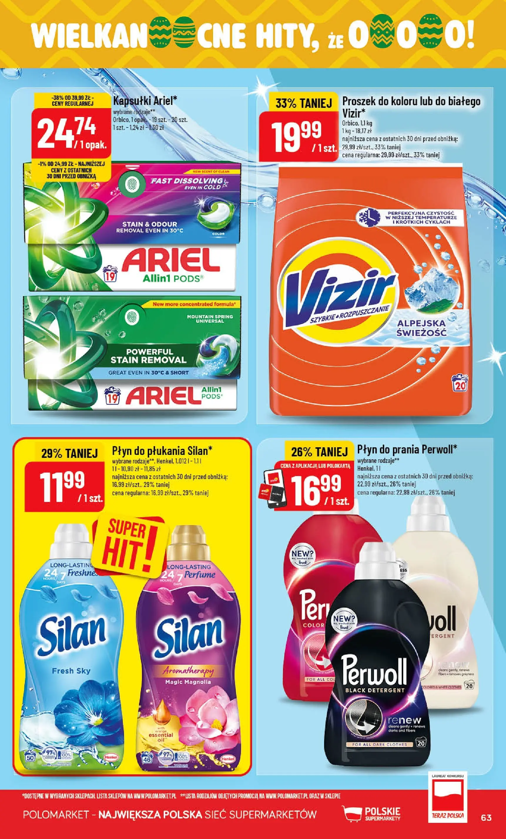 Nowa POLOmarket gazetka od jutra 25.03.2026 | Strona: 63 | Produkty: Ariel, Detergent