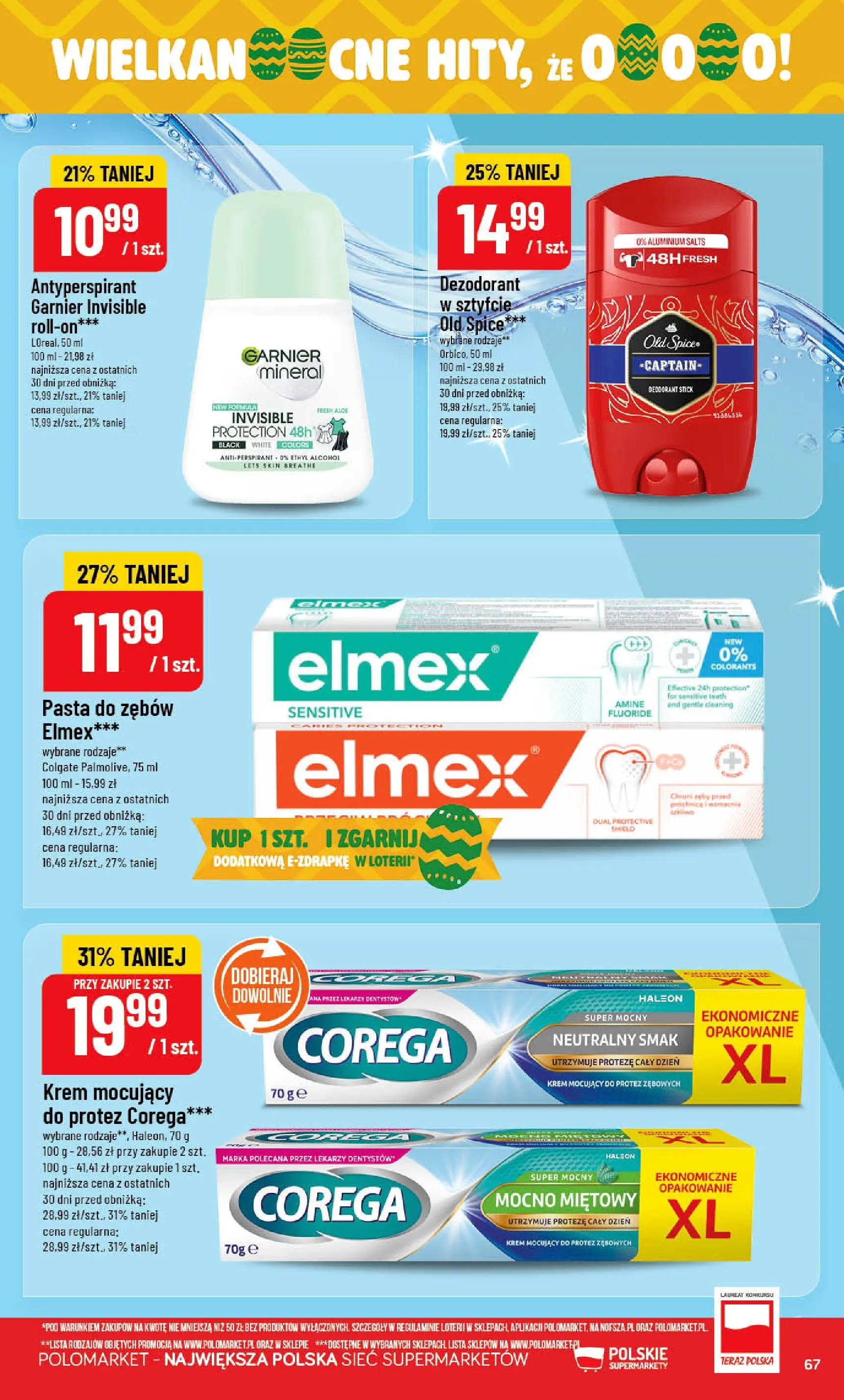 Nowa POLOmarket gazetka od jutra 25.03.2026 | Strona: 67 | Produkty: Dezodorant, Antyperspirant, Pasta do zębów, Old spice