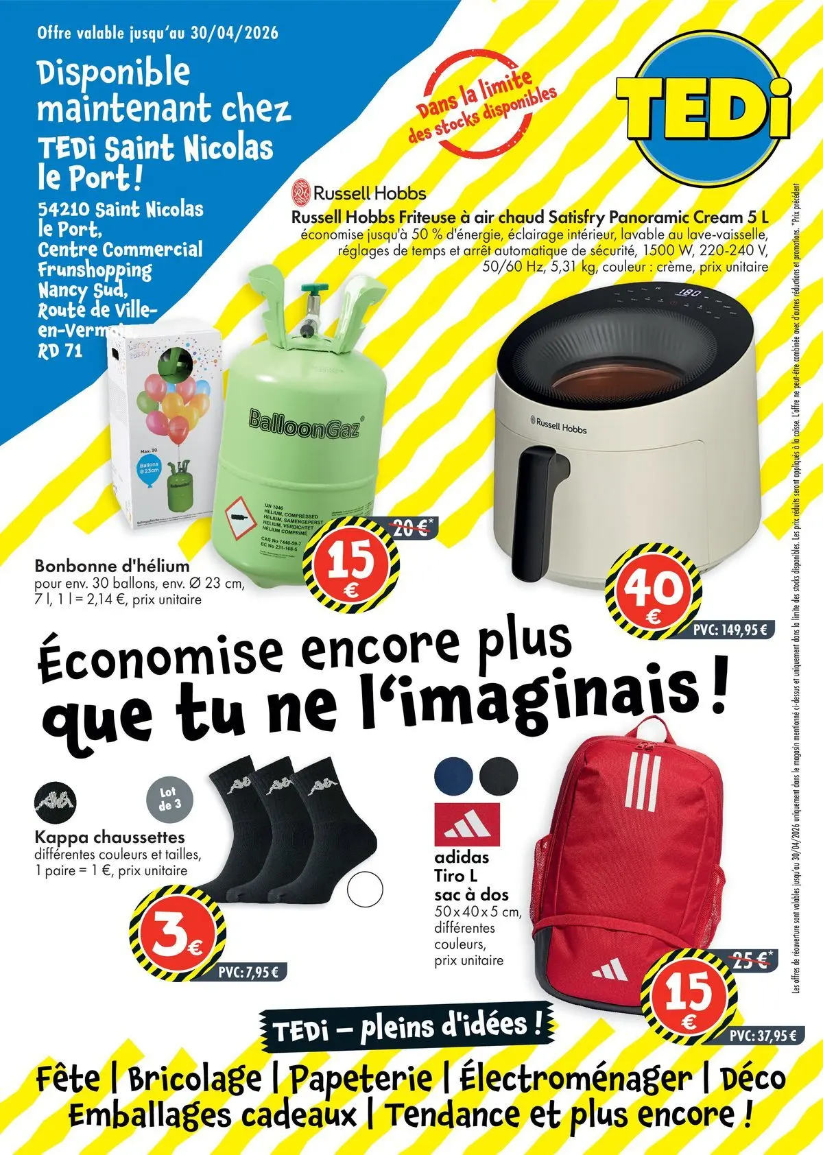 TEDi - TEDi: Découvrez les nouvelles offres - Saint Nicolas le Port à partir du 19/04/2026 - promo en ligne | Page: 1 | Produits: Sac, Friteuse, Sac à dos