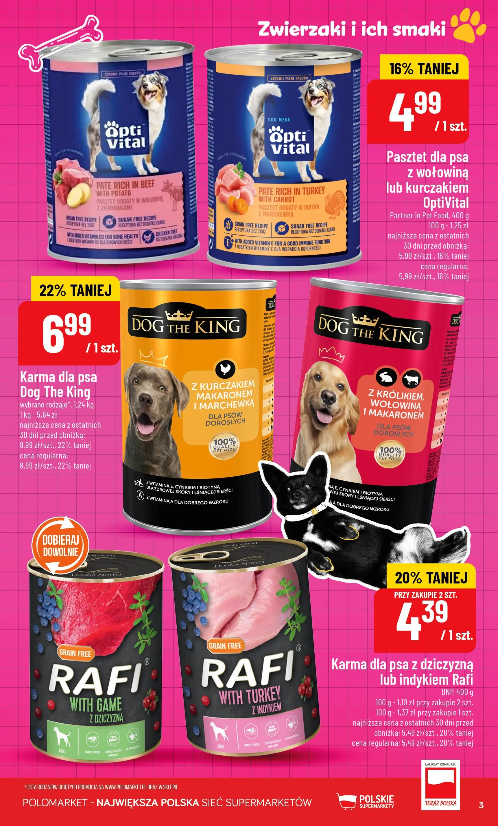 Nowa POLOmarket gazetka od jutra 23.03.2026 | Strona: 3 | Produkty: Karma dla psa, Wołowina, Marchewka