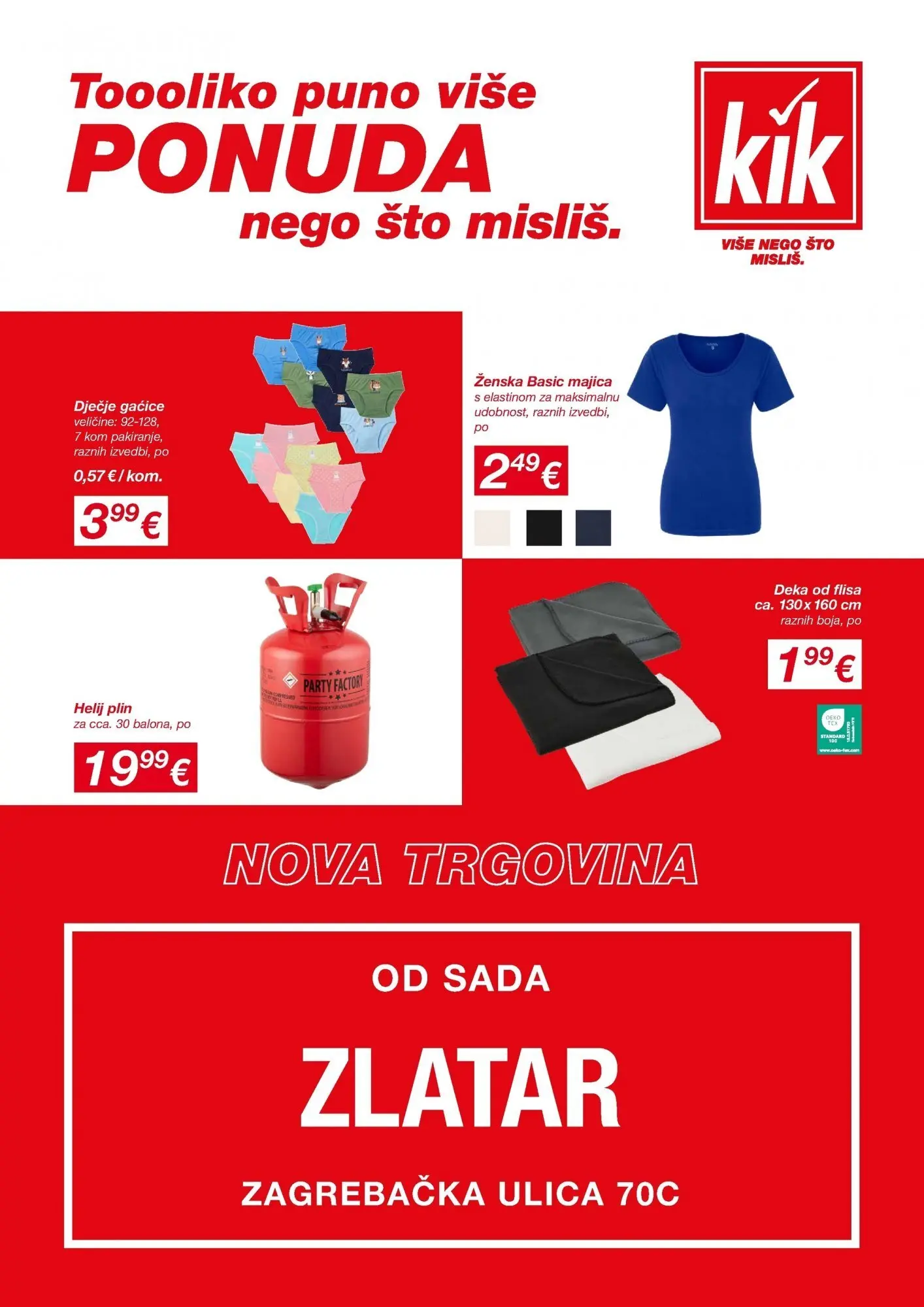 Kik - KiK katalog do 28.03.2026 novi od 24.03.2026 na listanje > letak digitalni | Stranica: 1 | Proizvodi: Majica, Gaćice, Deka