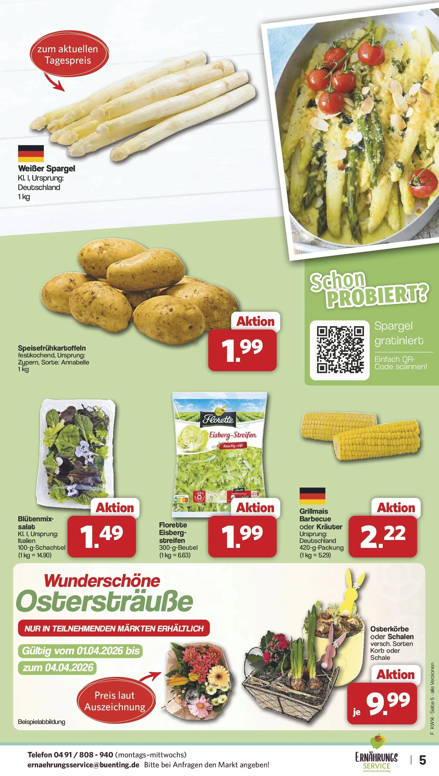Famila Nordwest Wochenangebote (ab 30.03.2026) zum Blättern | Seite: 5 | Produkte: Korb, Spargel, Salat, Telefon